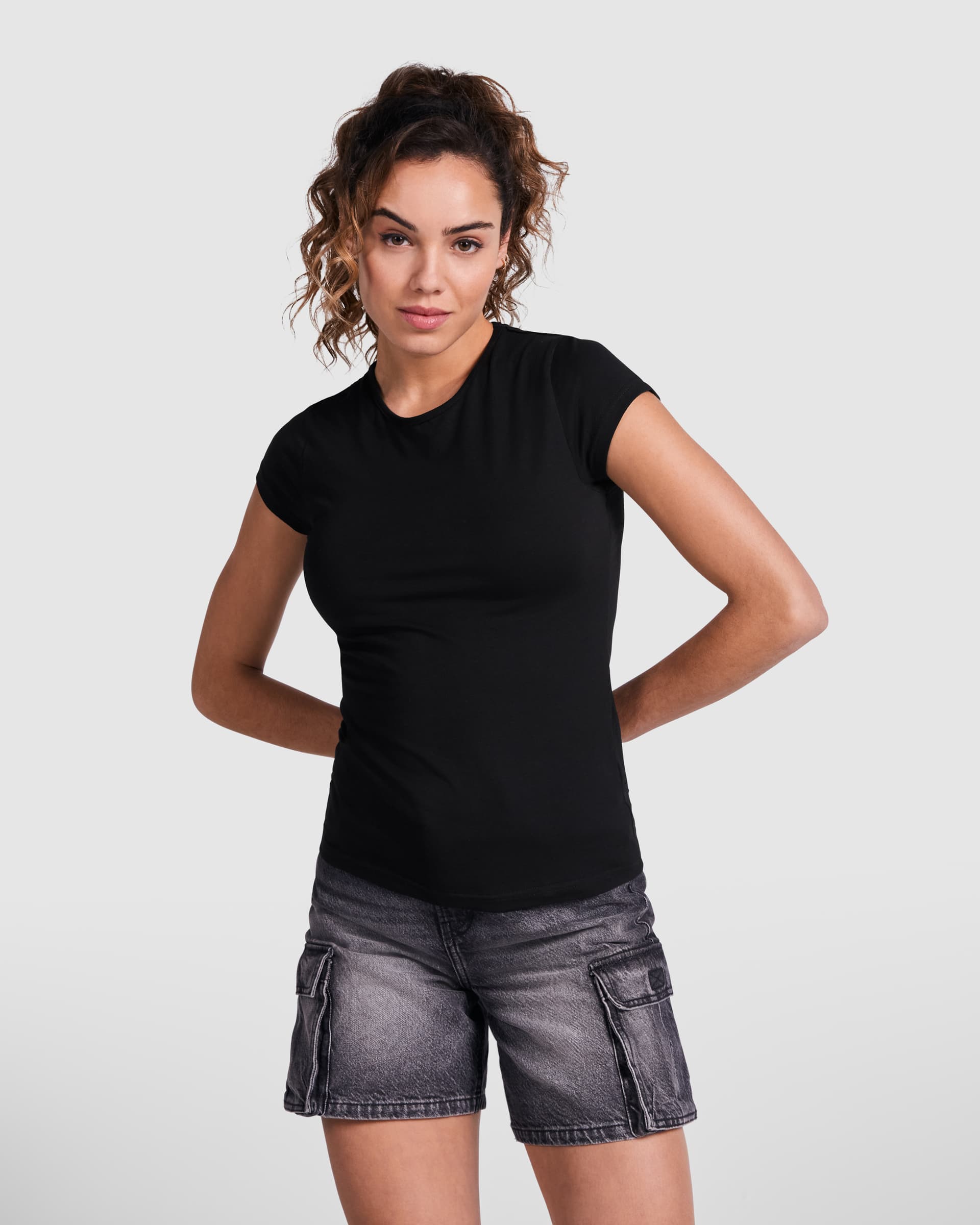 Camiseta de manga corta entallada en algodón y elastano
