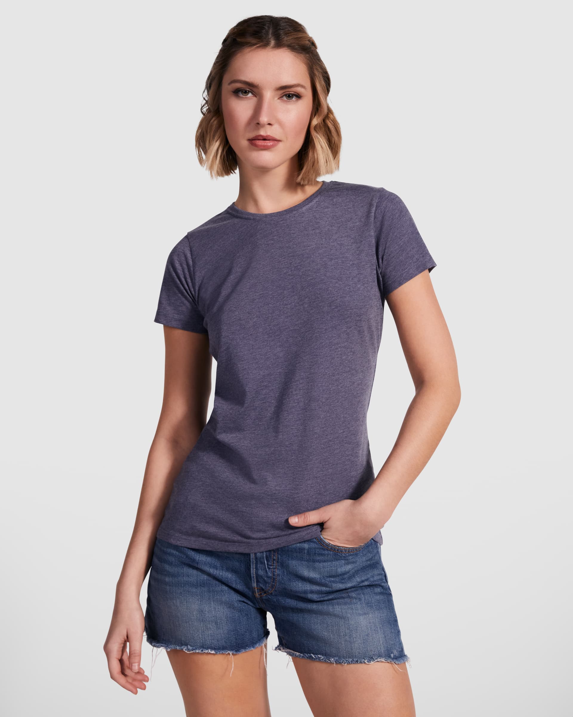 Camiseta de manga corta entallada en poliéster y algodón