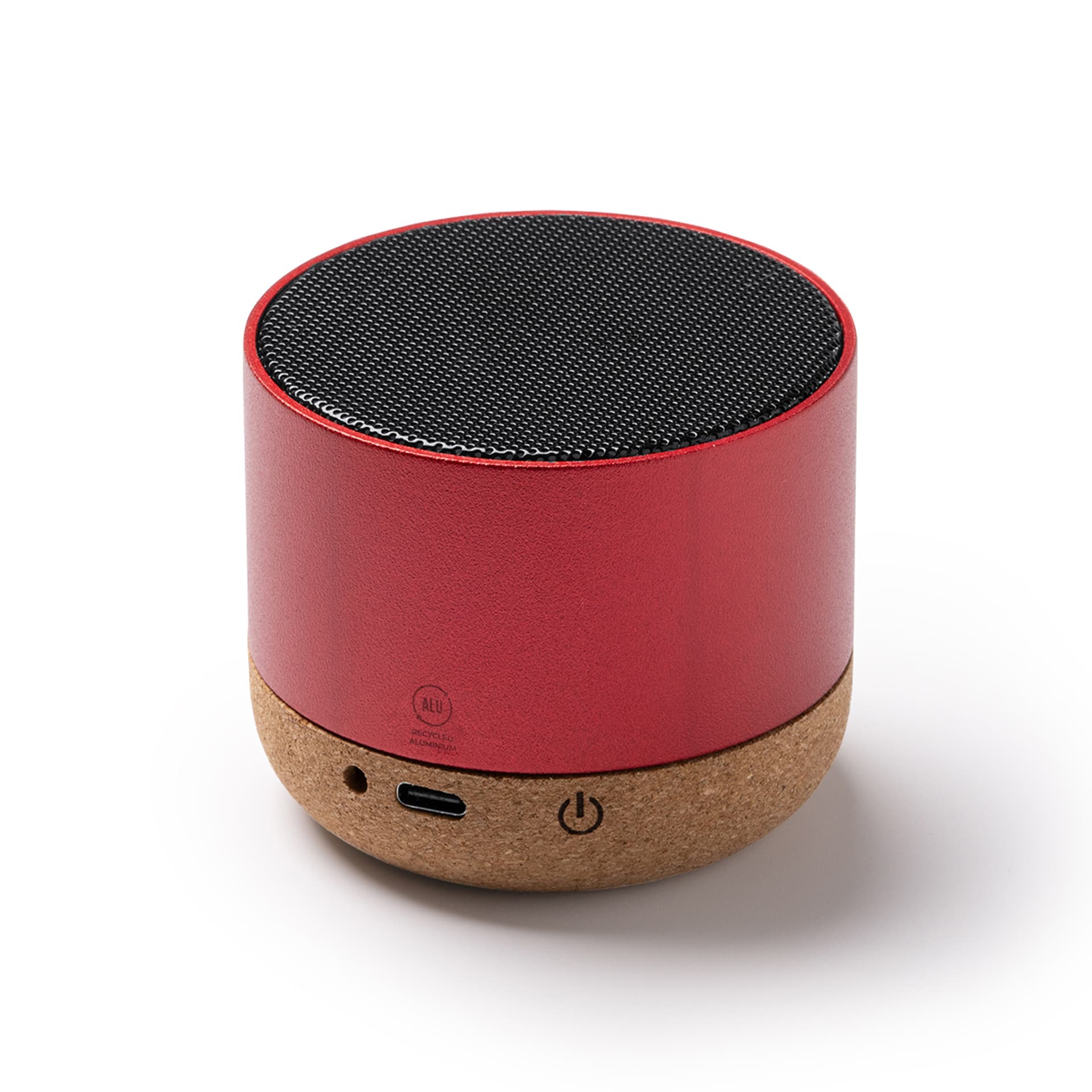 Altavoz inalámbrico eco-amigable de aluminio reciclado y corcho
