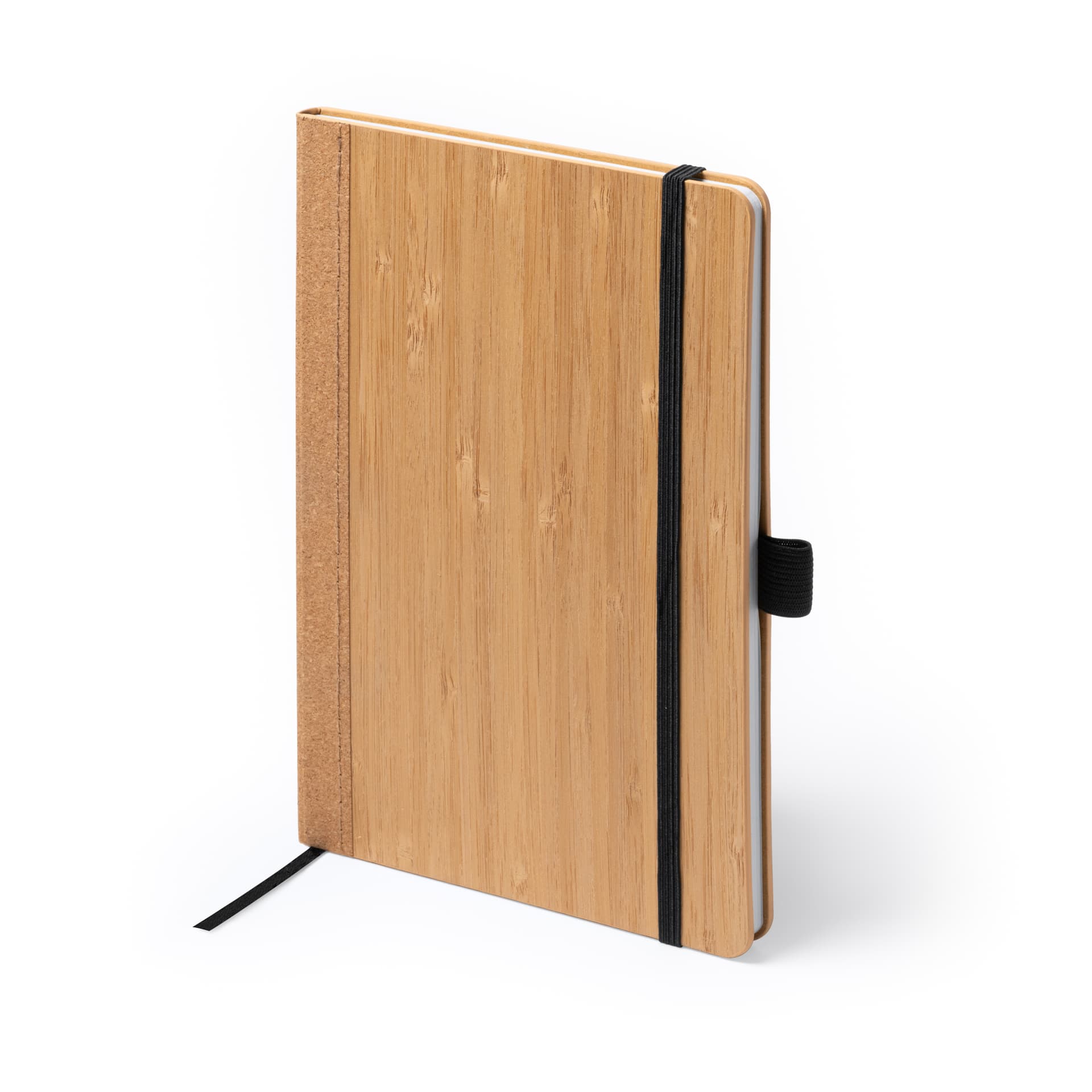 Libreta A5 personalizada de bambú y corcho con soporte para bolígrafo