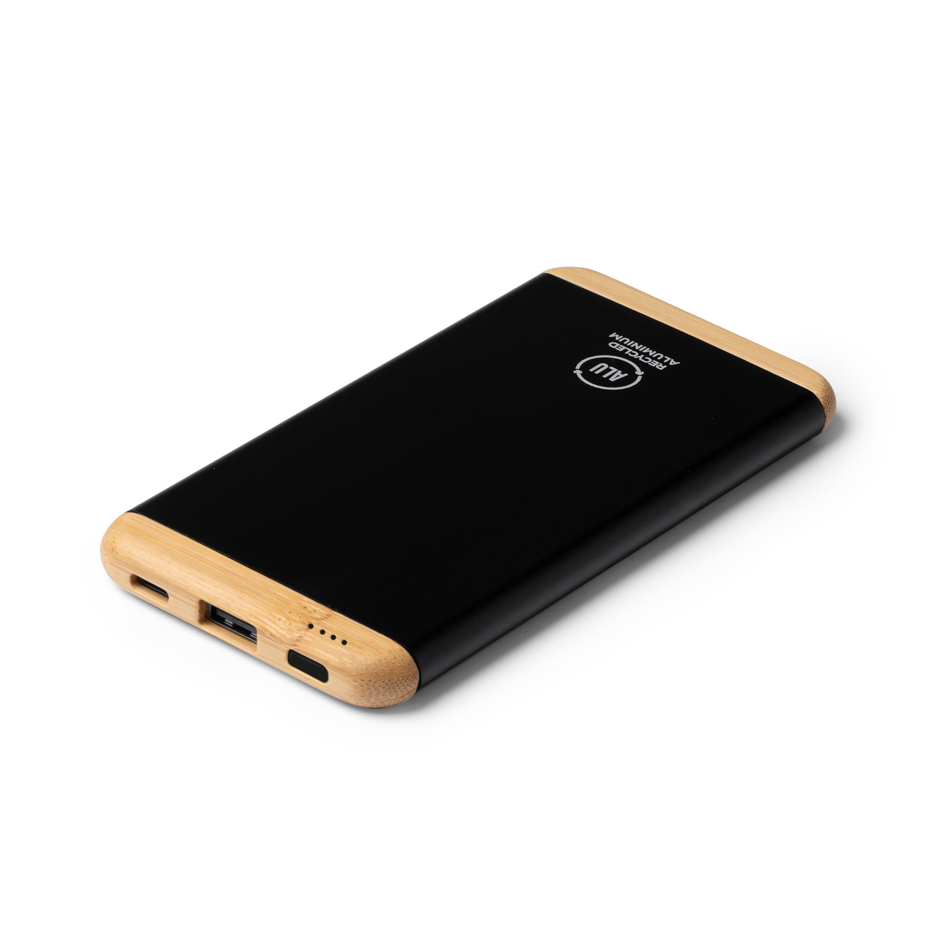 Batería externa portátil 5000 mAh de aluminio reciclado y bambú