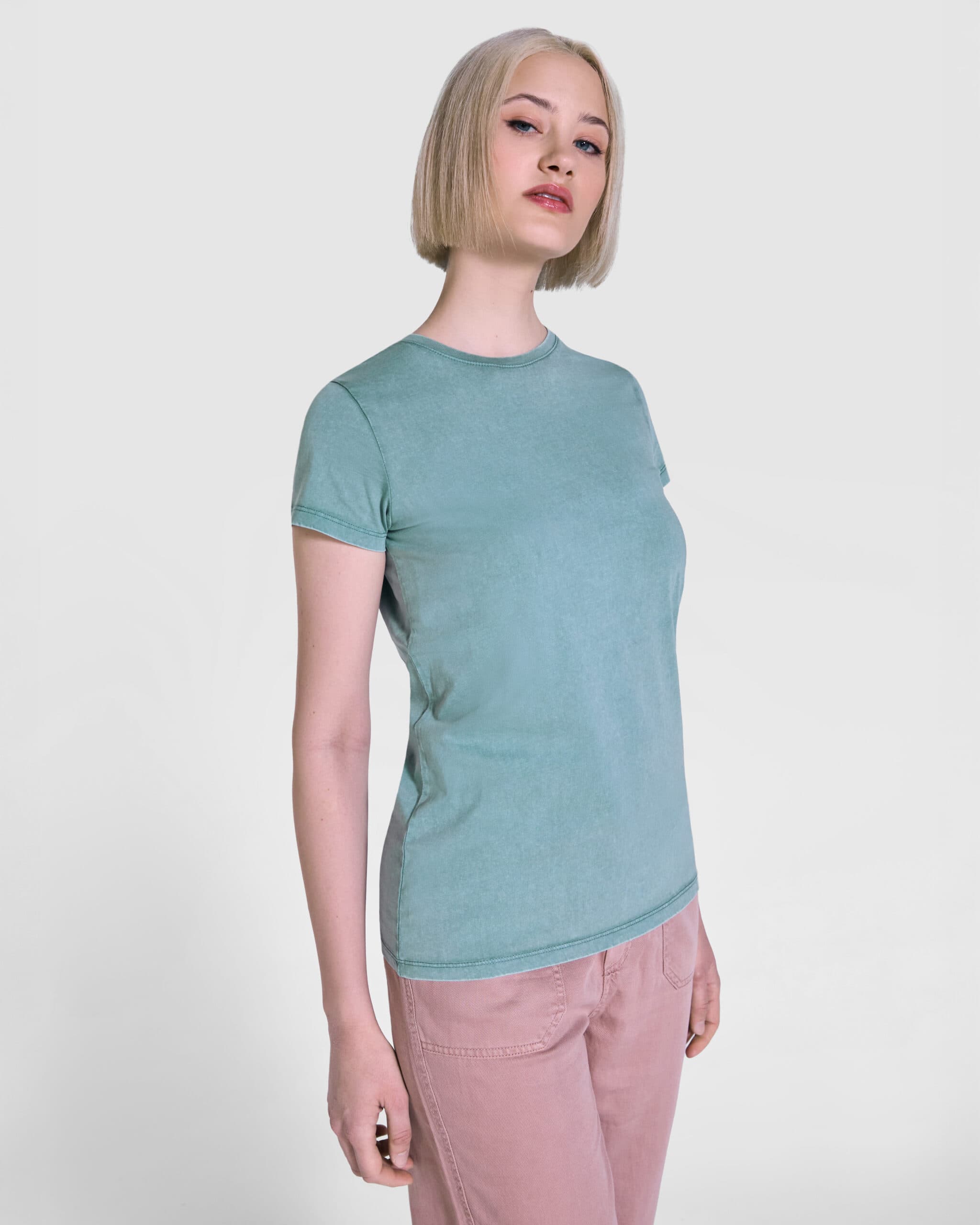 Camiseta personalizada mujer 100% algodón lavado ácido