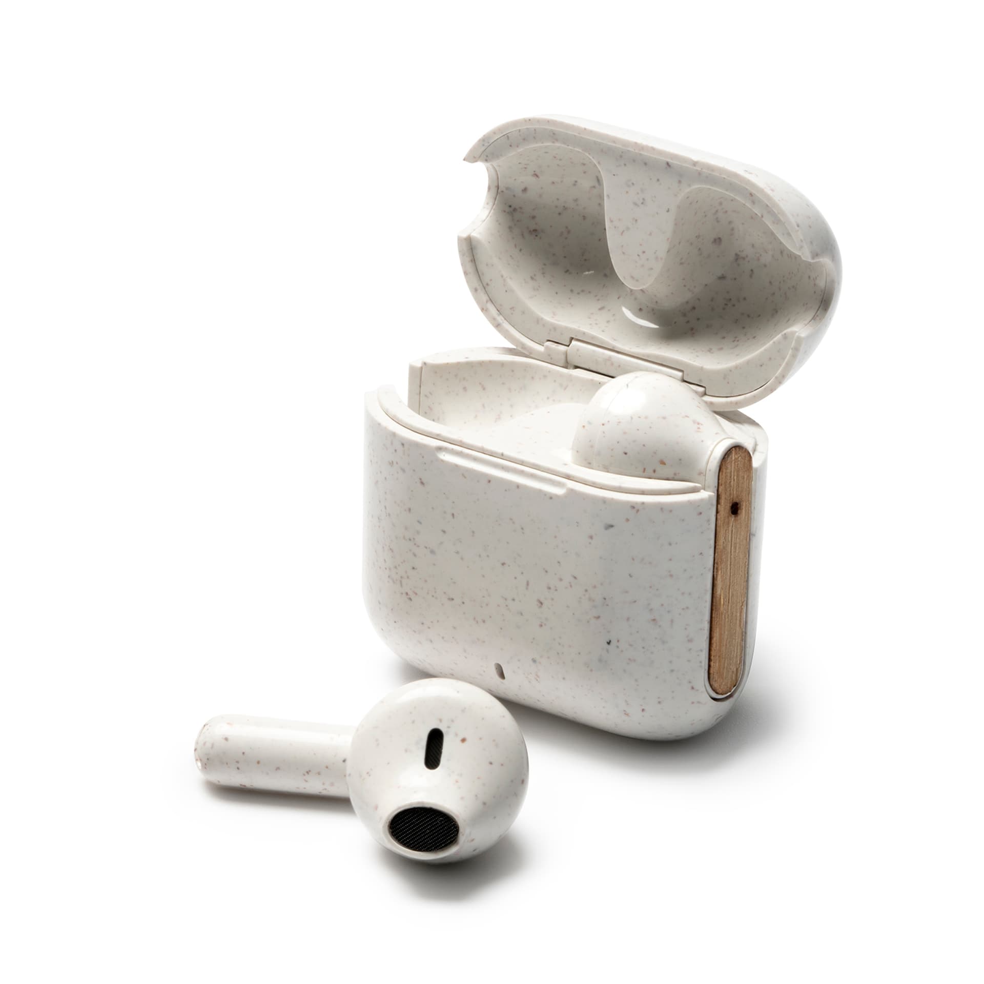 Auriculares inalámbricos sostenibles de bambú y fibra de trigo