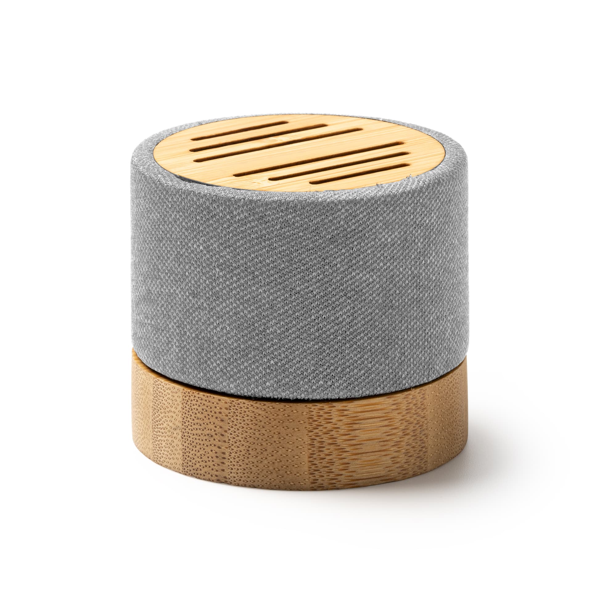 Altavoz inalámbrico redondo de bambú y RPET, eco-amigable