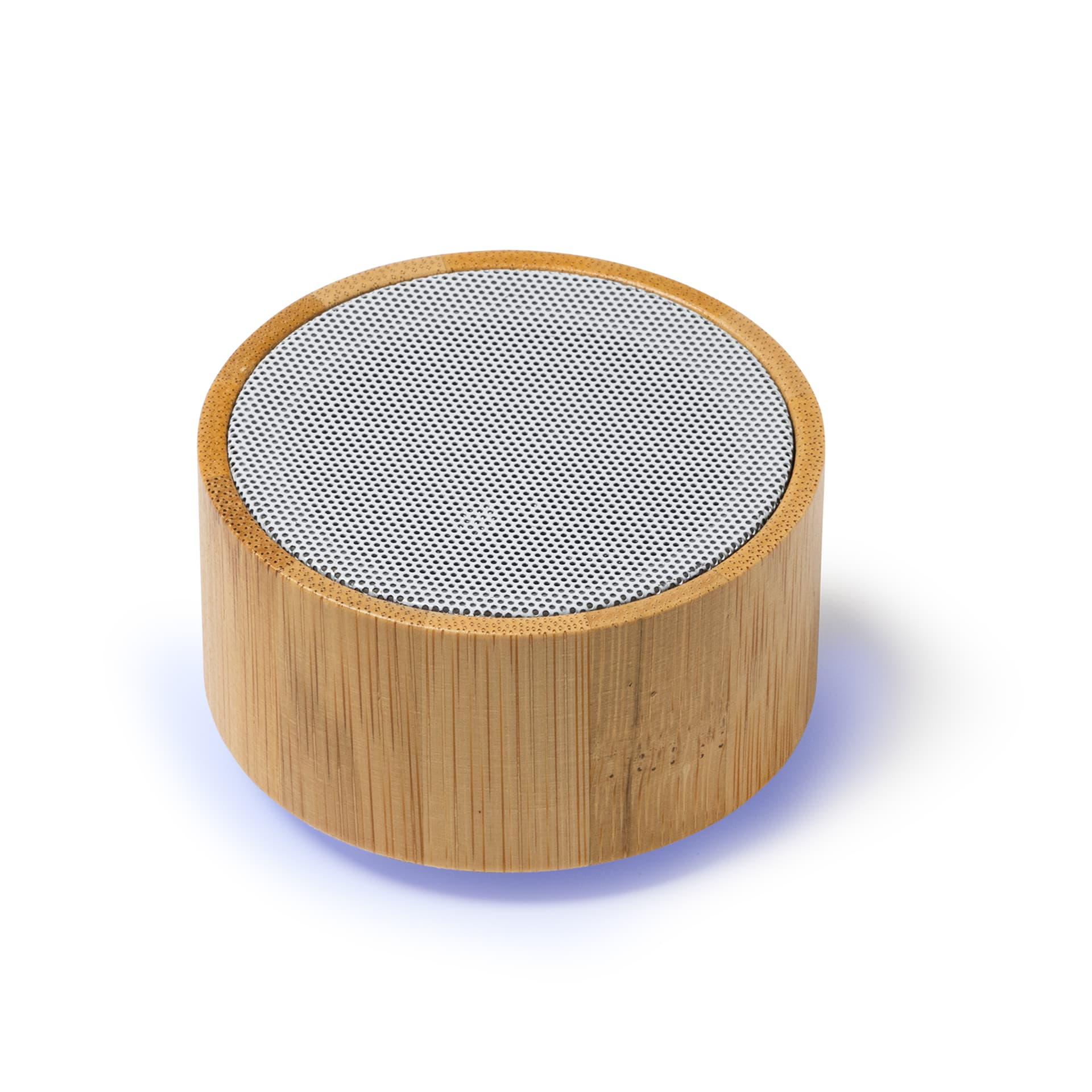 Altavoz inalámbrico redondo de ABS y bambú con Bluetooth 5.0