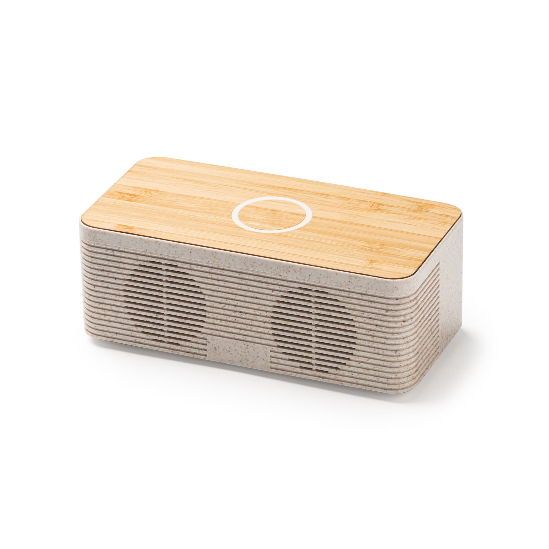 Altavoz inalámbrico de bambú y fibra de trigo con carga rápida
