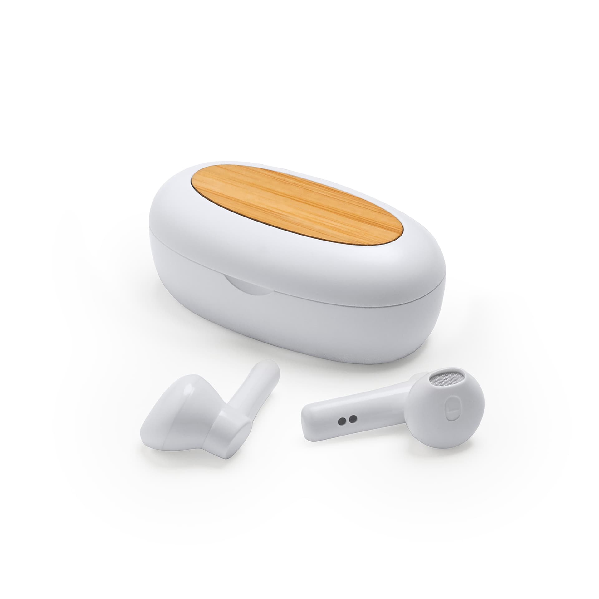 Auriculares inalámbricos ecológicos con estuche reciclado y bambú