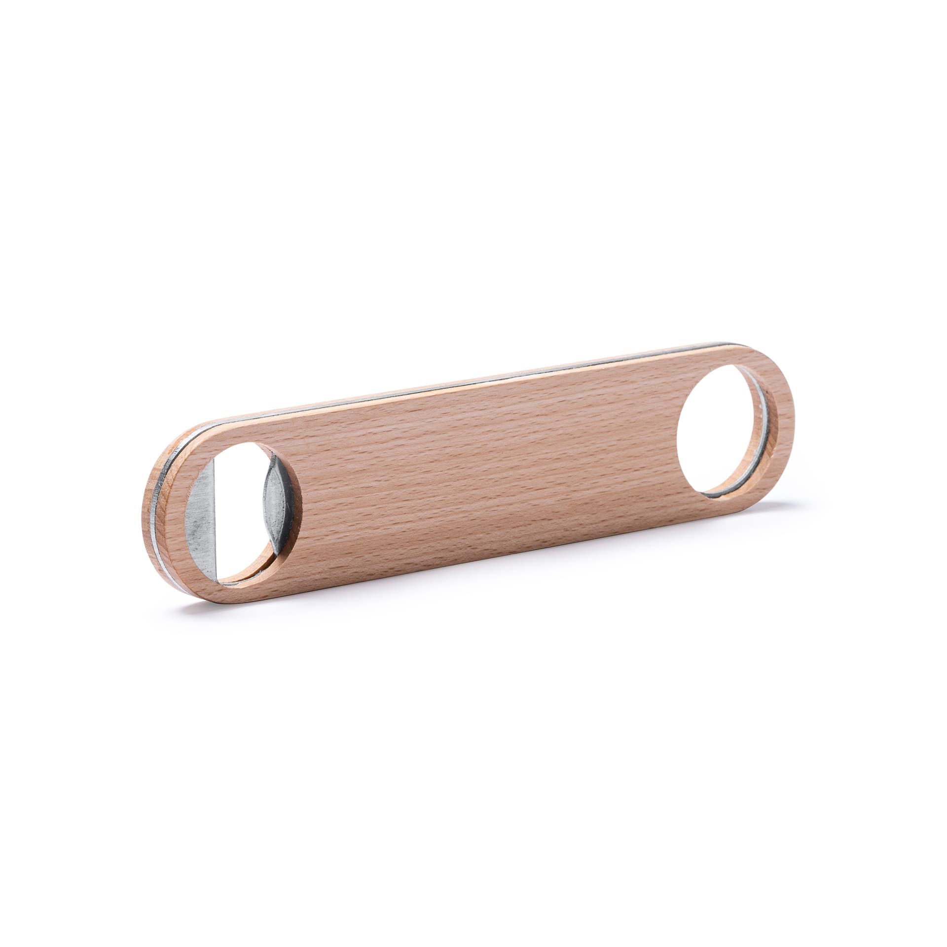 Abridor de botellas de madera de haya y acero inoxidable elegante