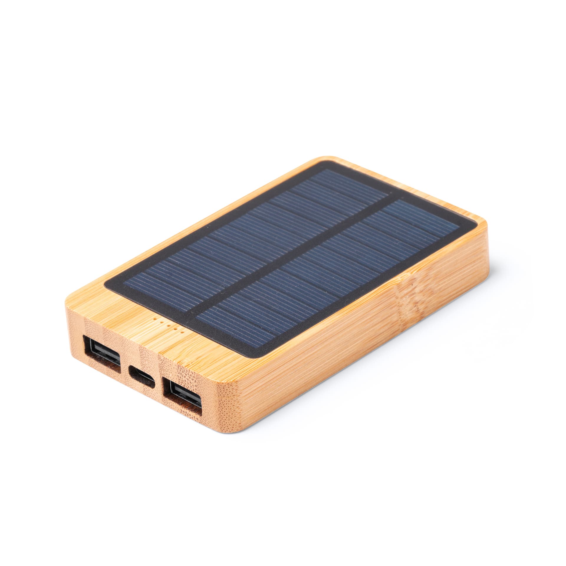 Batería externa solar 4000 mAh de bambú, cargador portátil ecológico