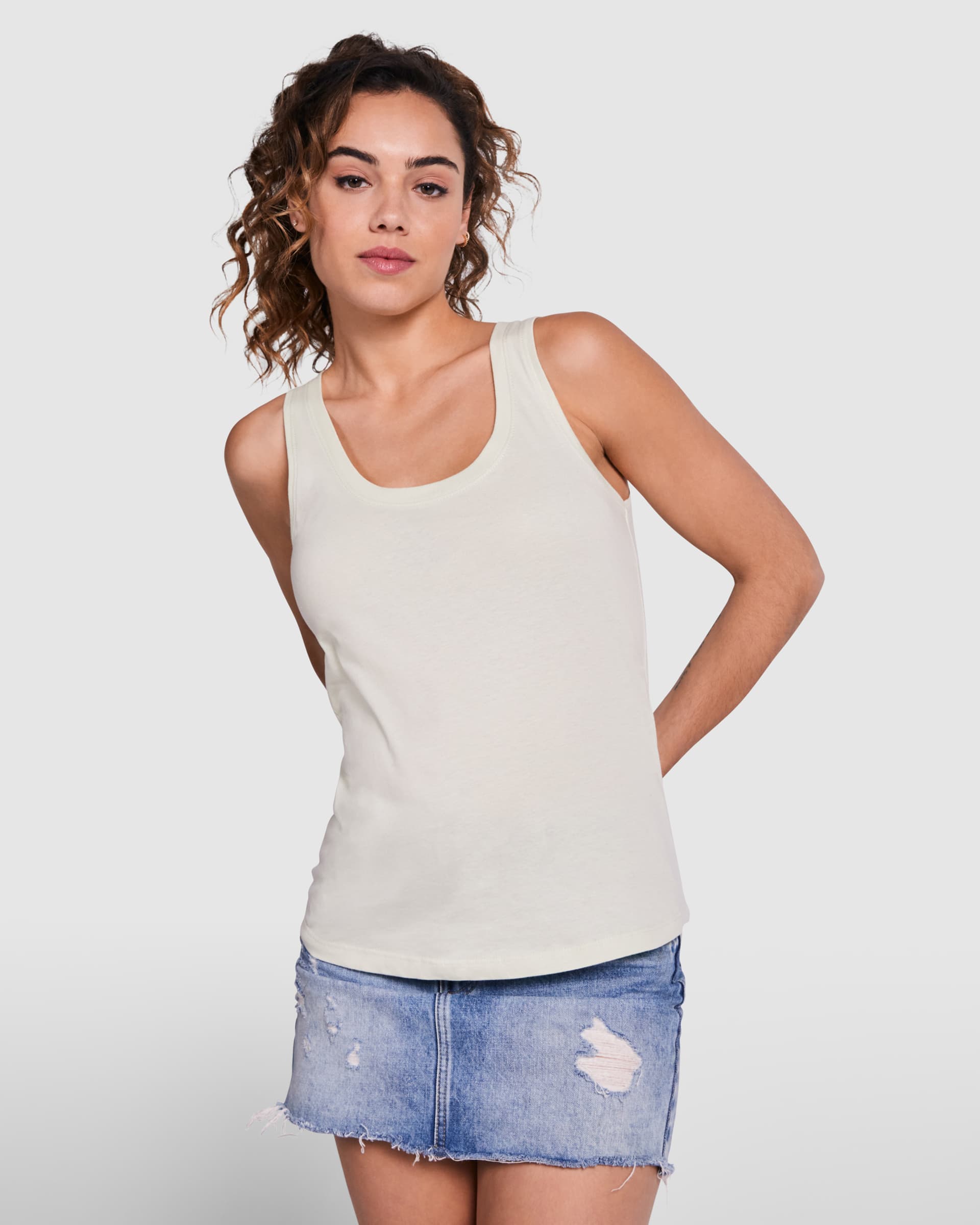 Camiseta personalizada de mujer 100% algodón tirante ancho