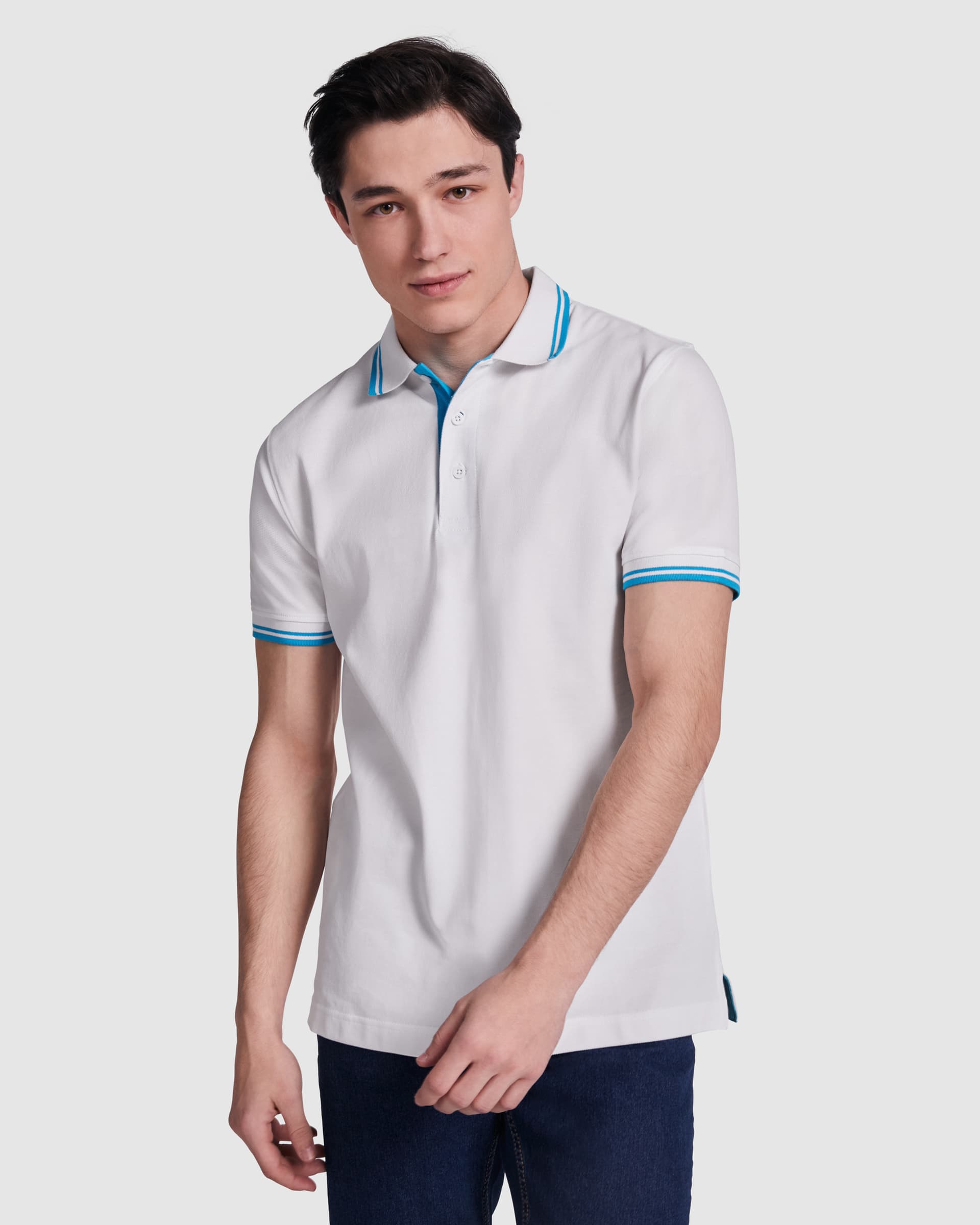 Polo de manga corta de algodón peinado para uso diario y casual