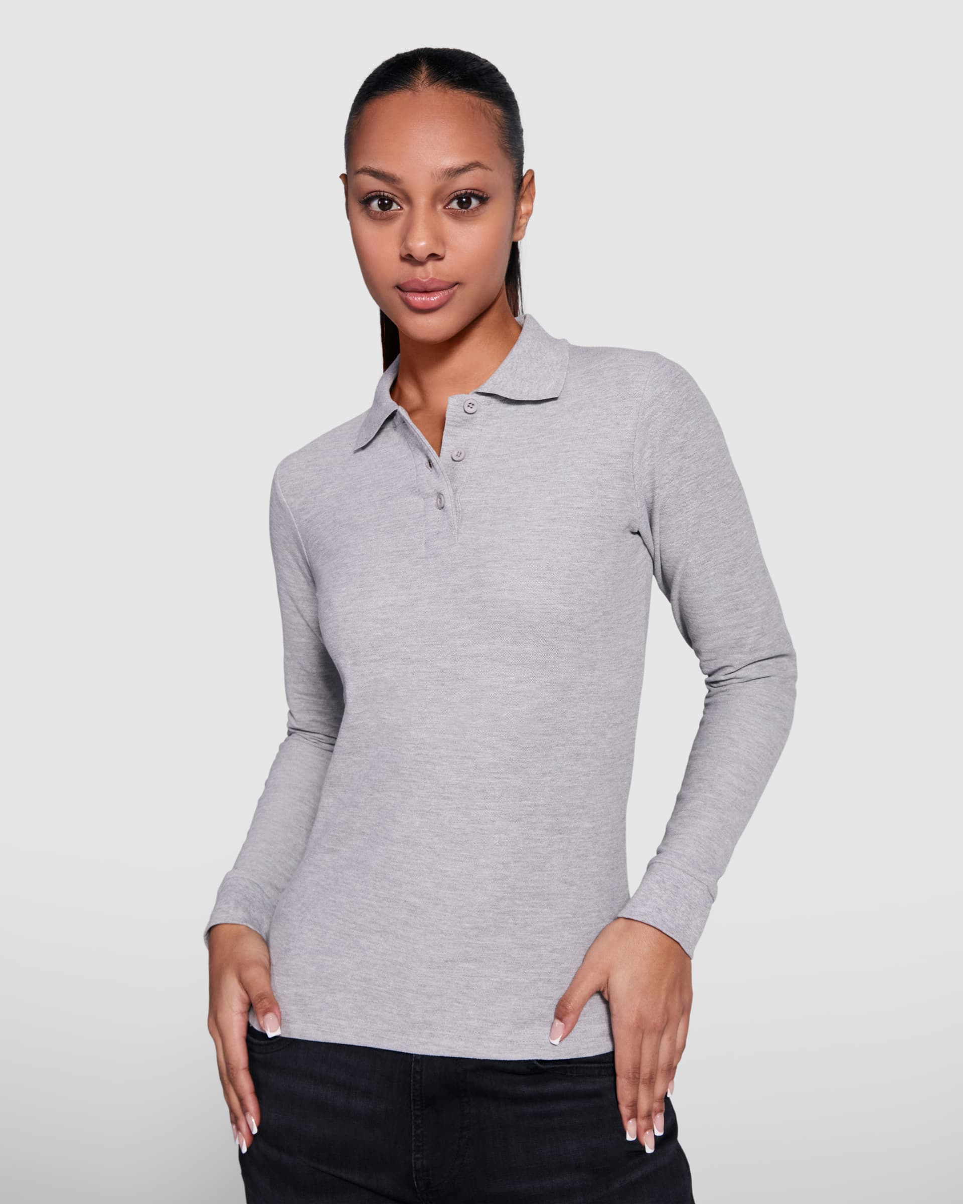 Polo de manga larga de algodón  para hombre elegante