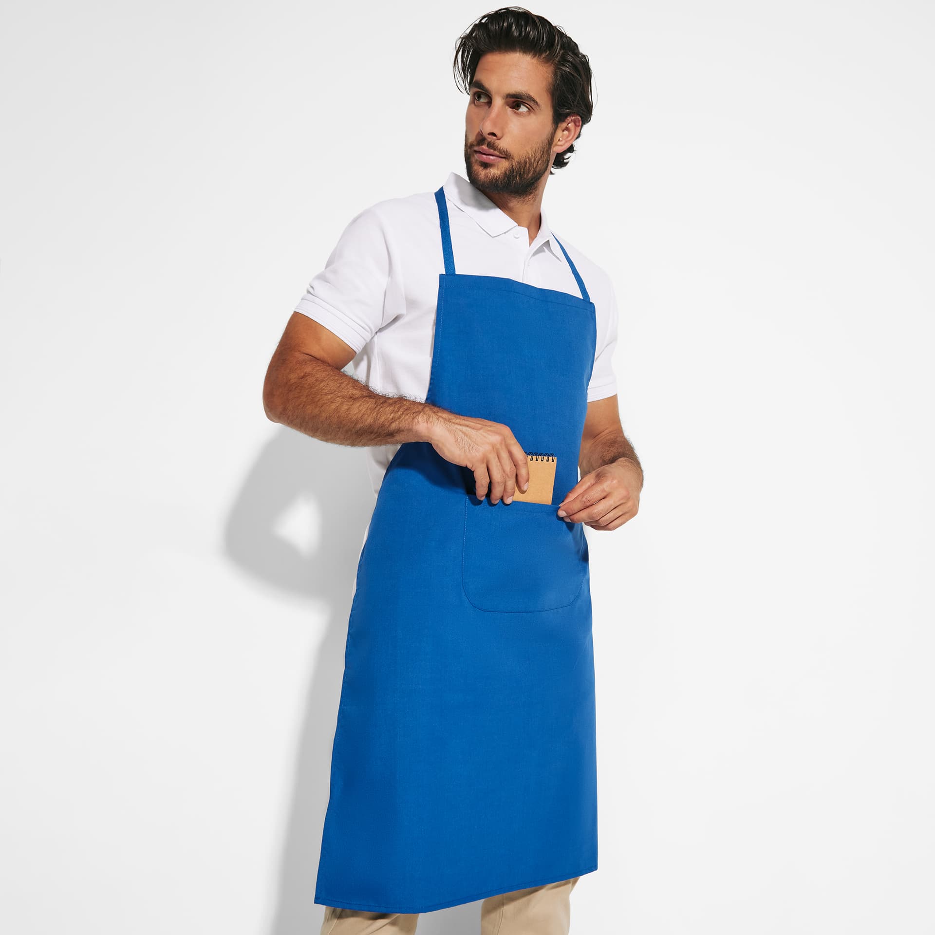 Delantal largo de popelín con bolsillos para cocina profesional