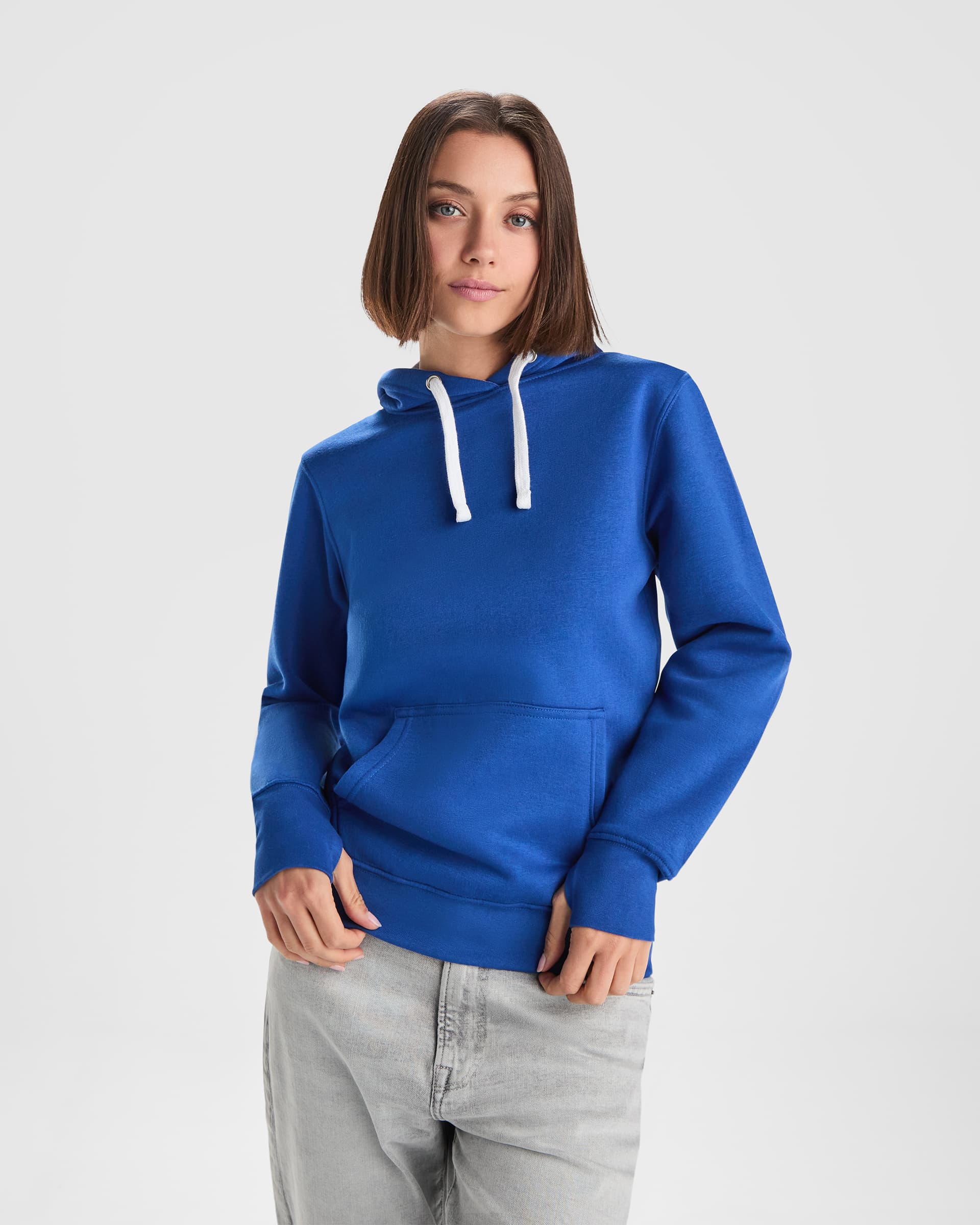 Sudadera entallada con capucha bicolor de doble tejido para mujer