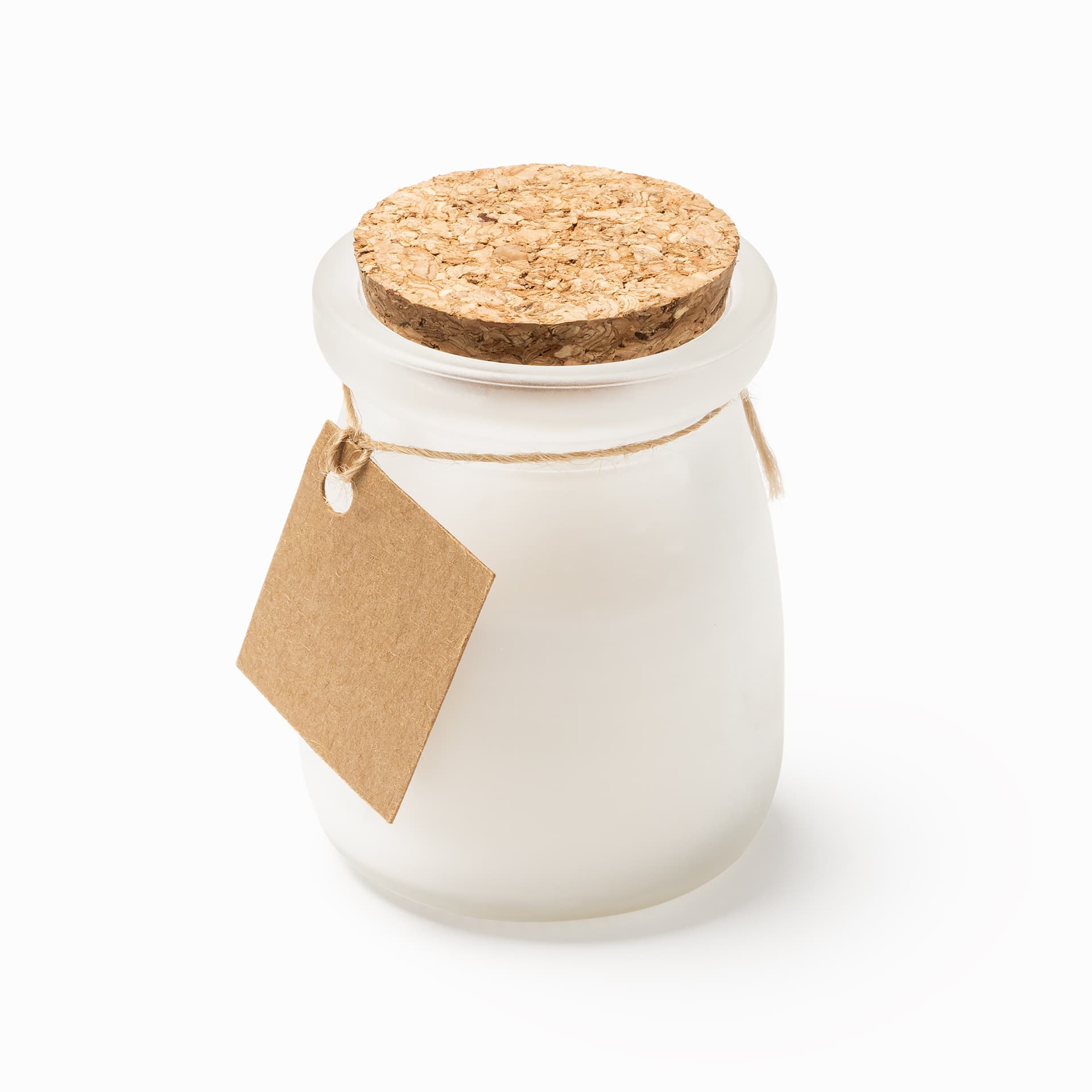 Vela aromática de cristal con tapón de corcho y aroma a vainilla