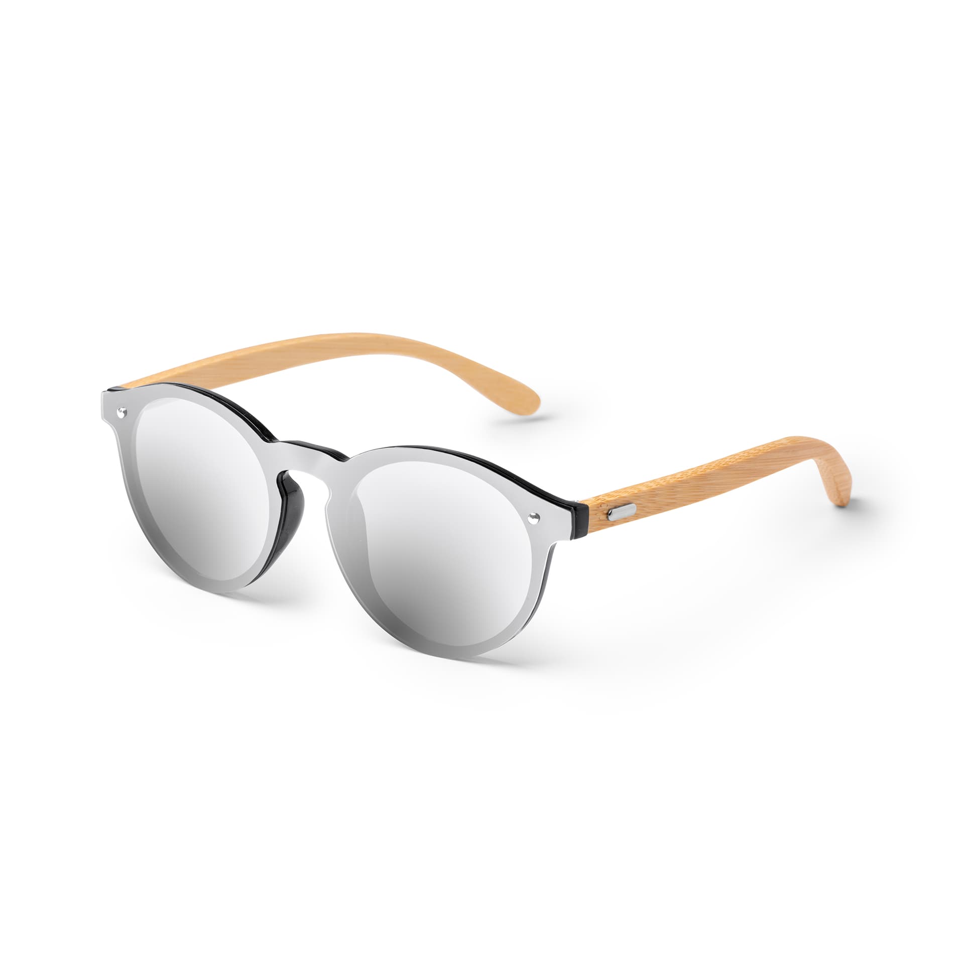 Gafas de sol con lentes espejo y varillas de bambú UV400