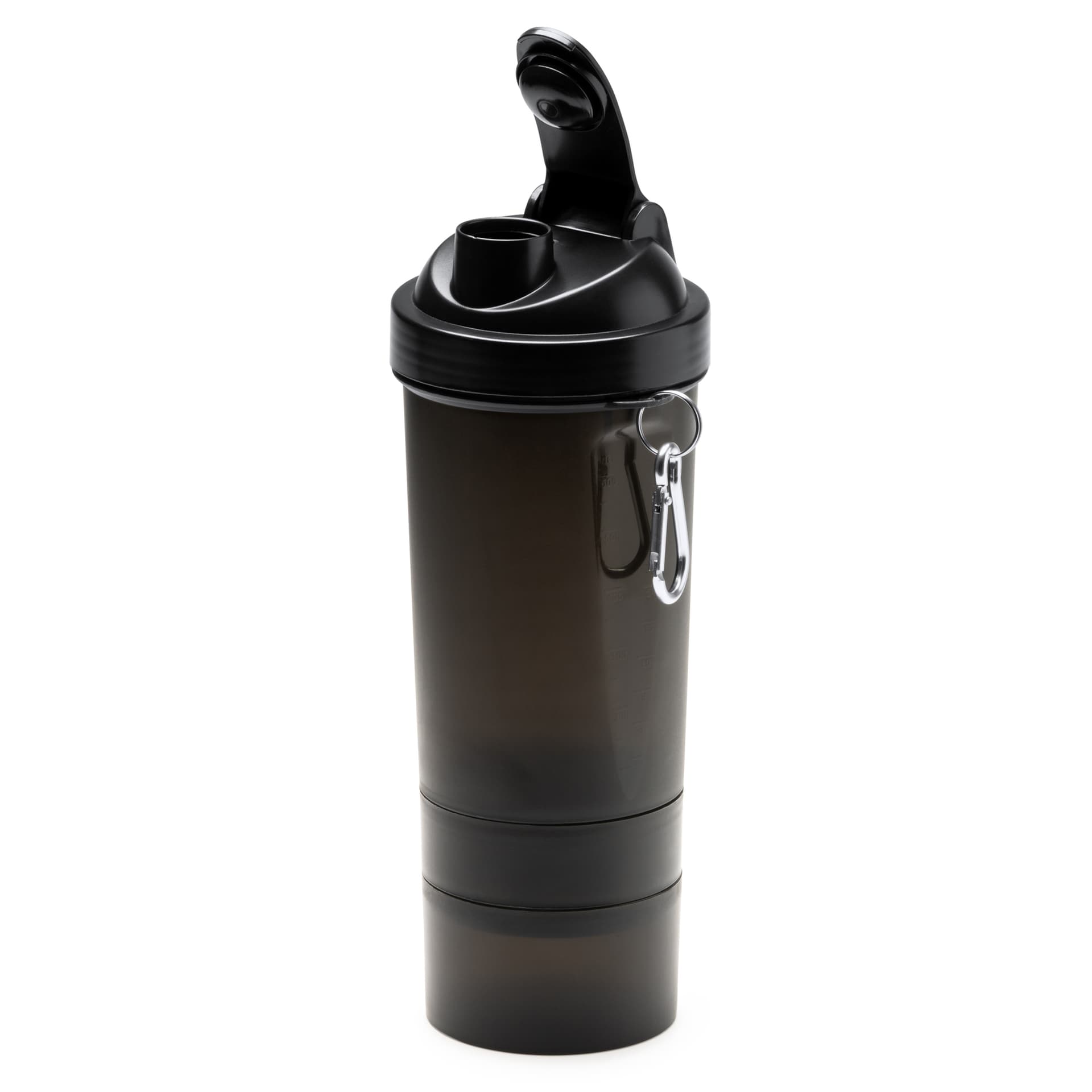 Shaker de 600 ml con agitador de acero y compartimentos extras