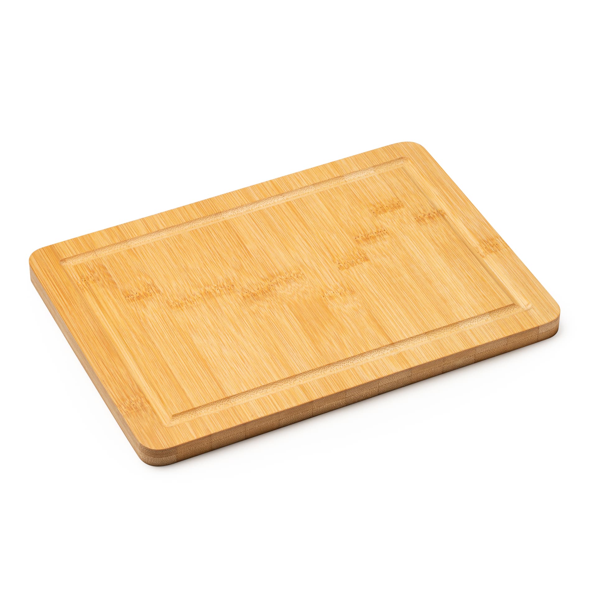 Tabla de cortar rectangular de bambú natural con perfil antiderrame