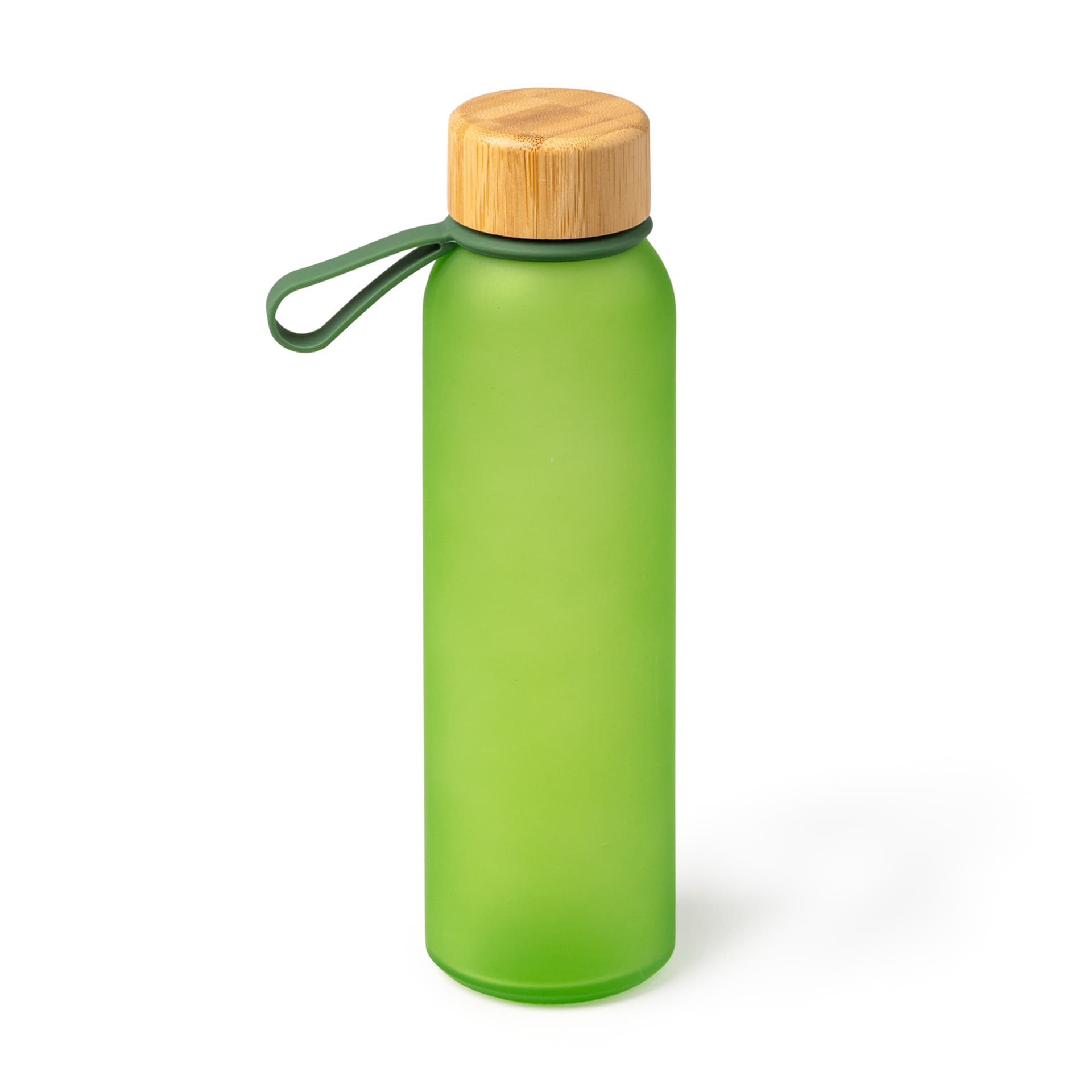 Bidón de cristal reciclado 500 ml con tapón de bambú y asa