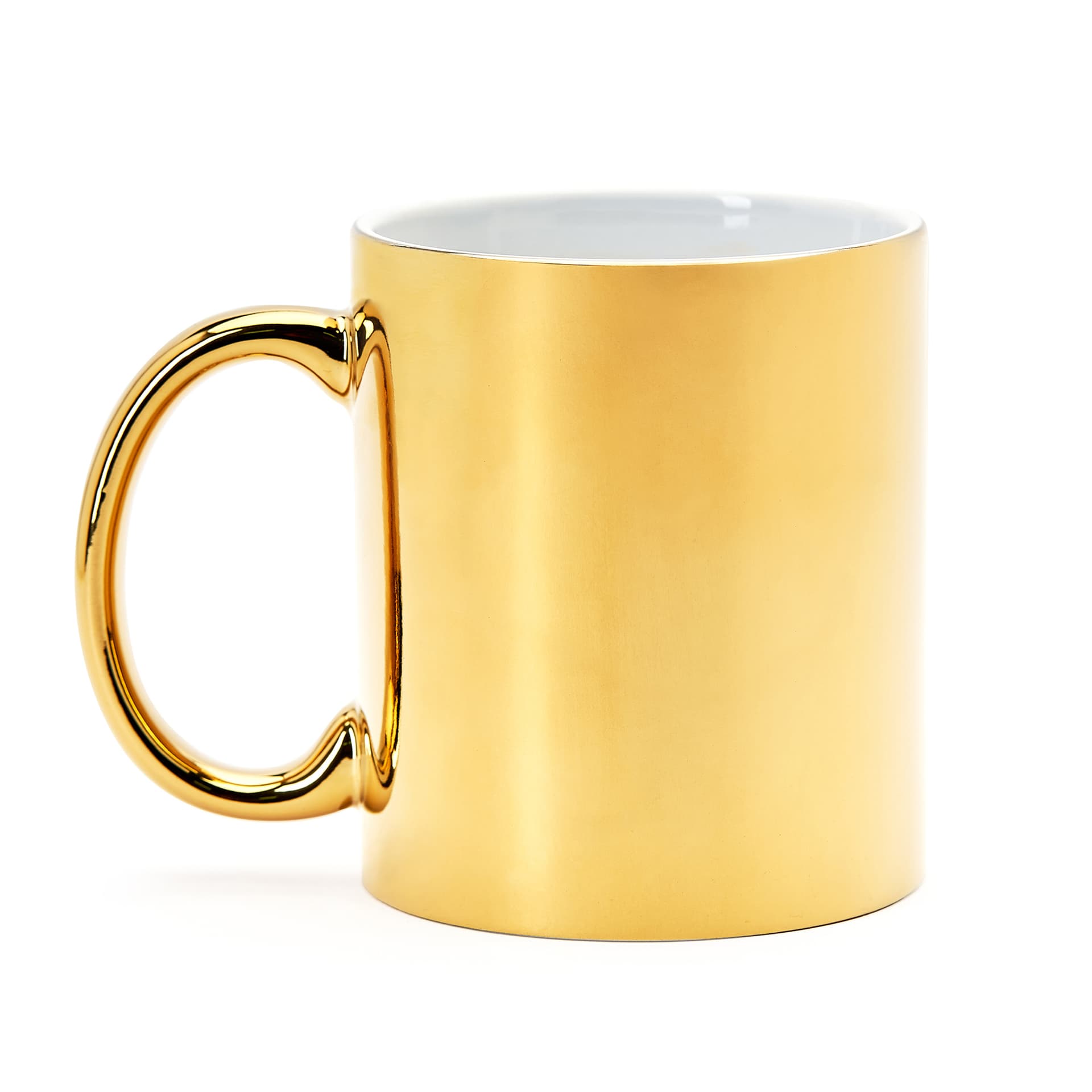 Taza de cerámica de 350 ml en tonos plata y oro para grabado