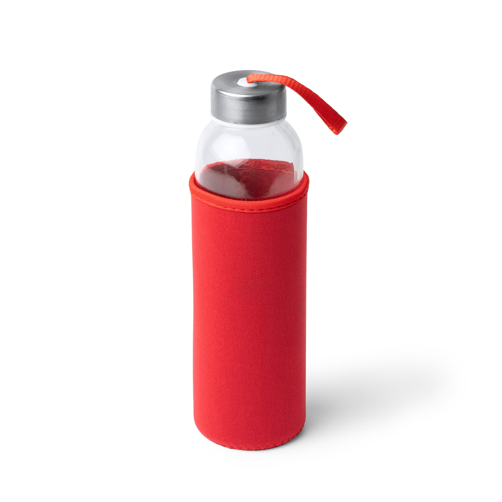 Bidón de cristal de 500 ml con funda de neopreno y tapón de acero