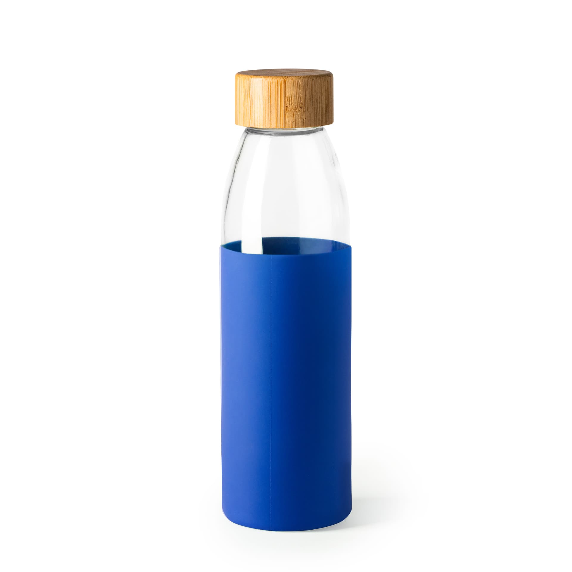Bidón de cristal con tapón de bambú y funda de silicona 540 ml