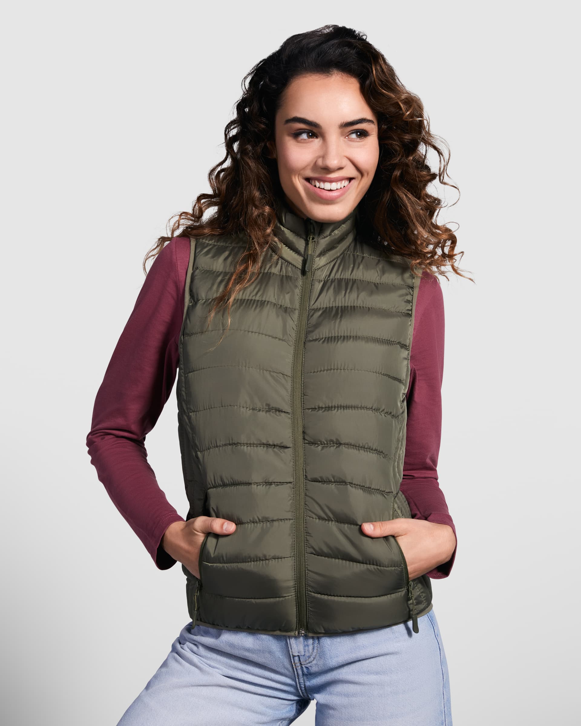 Chaleco acolchado personalizado para mujer, ligero y resistente al agua