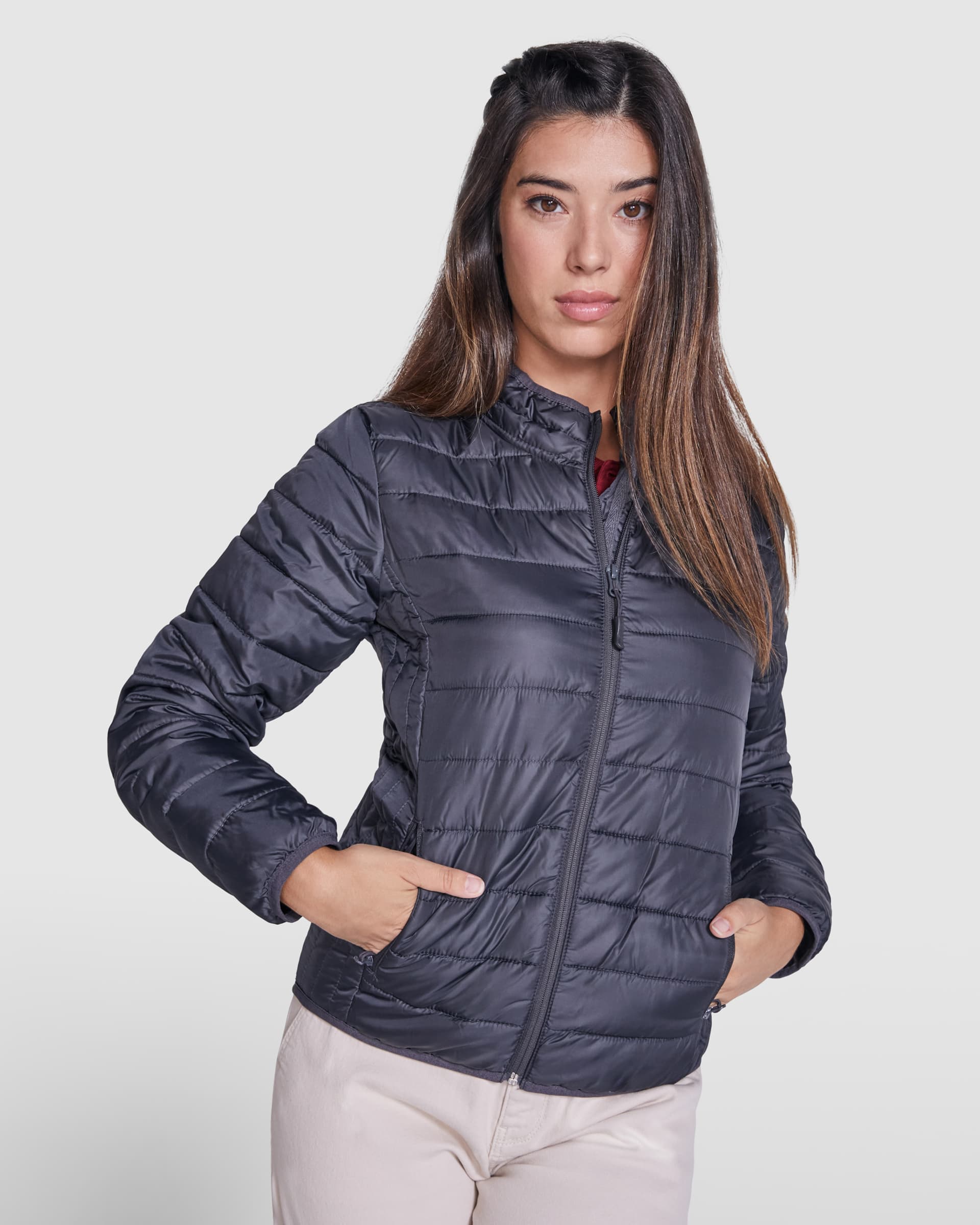 Chaqueta acolchada personalizada para mujer, ligera y resistente al agua