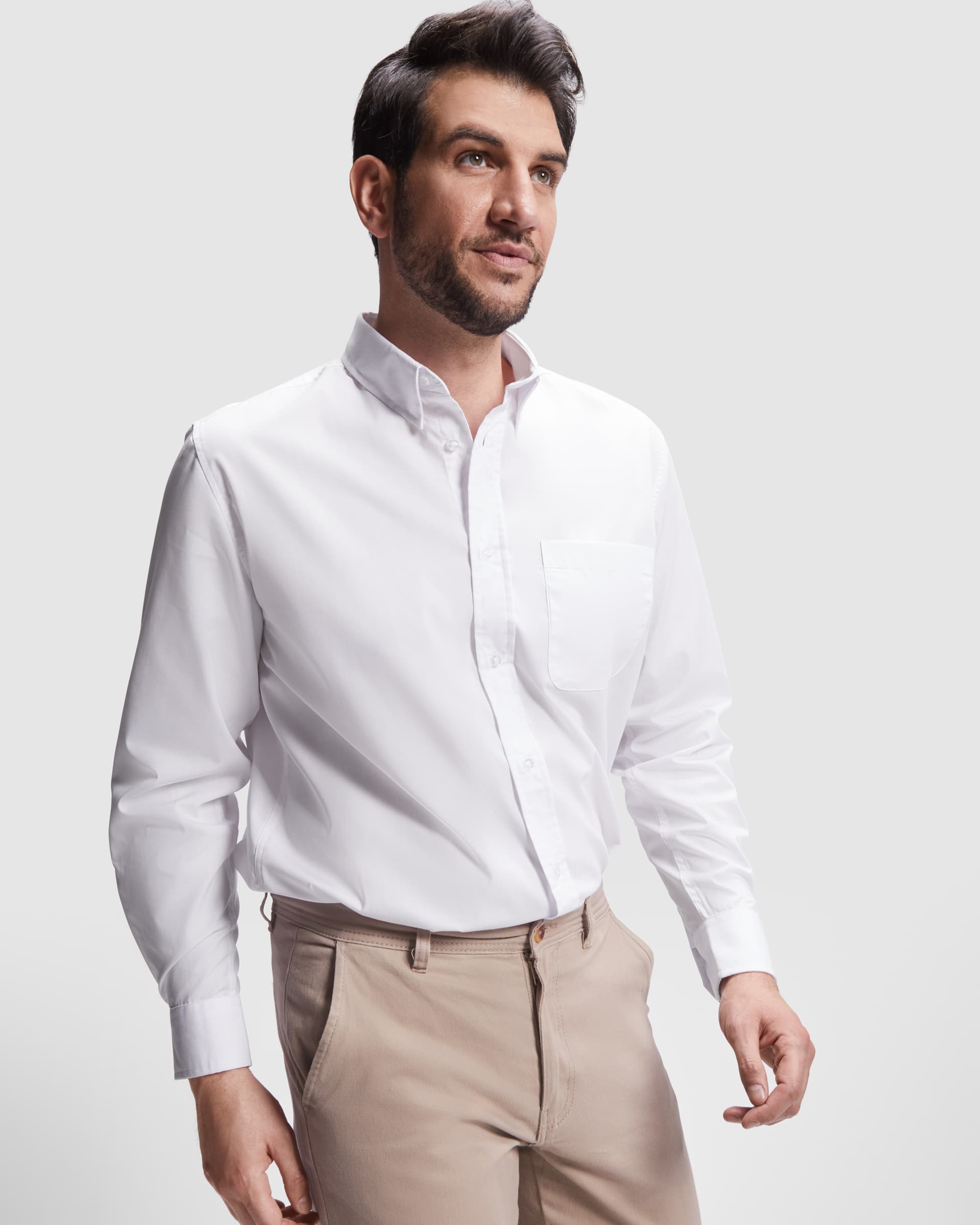 Camisa de manga larga para hombre en popelín elegante y cómoda