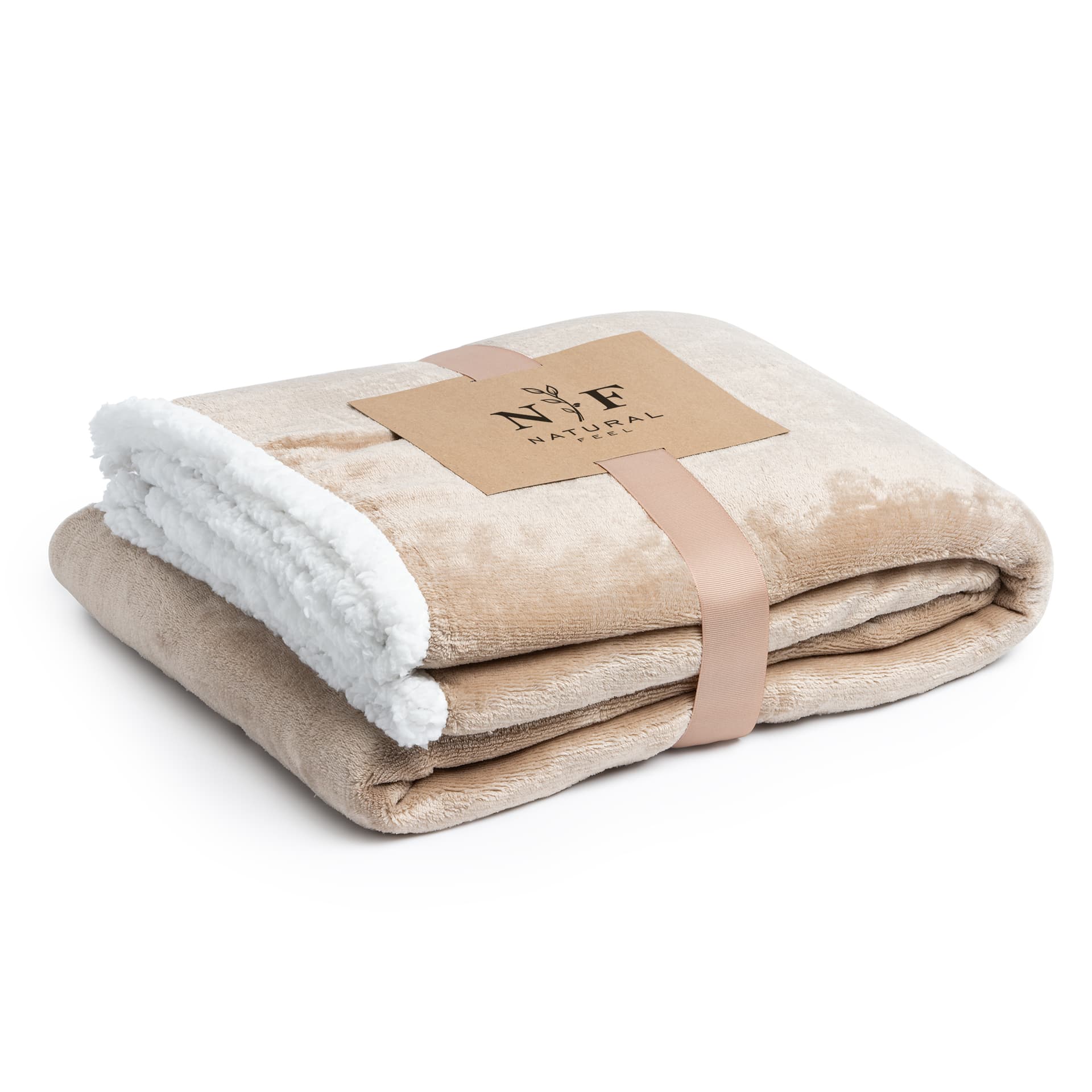 Manta polar Sherpa 130x165 cm con tarjeta personalizada y cinta