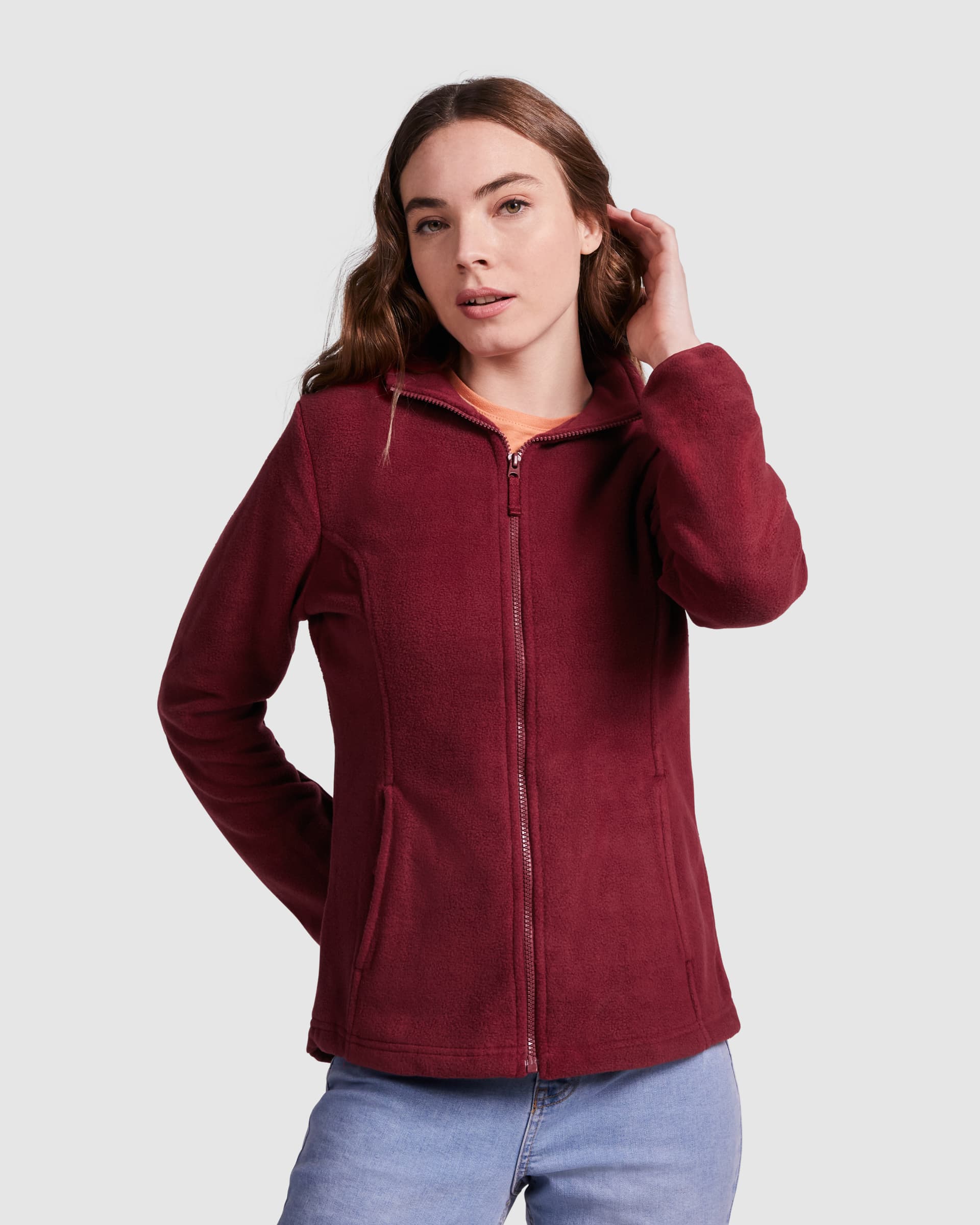 Chaqueta polar personalizada con cuello alto y bolsillos laterales