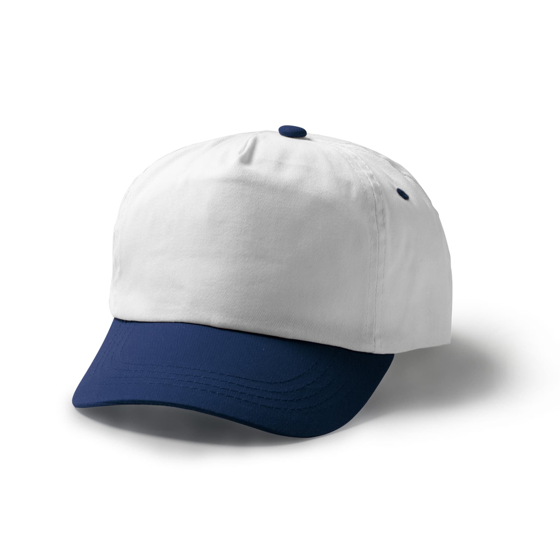 Gorra de 5 paneles 100% algodón con cierre ajustable y ventilación