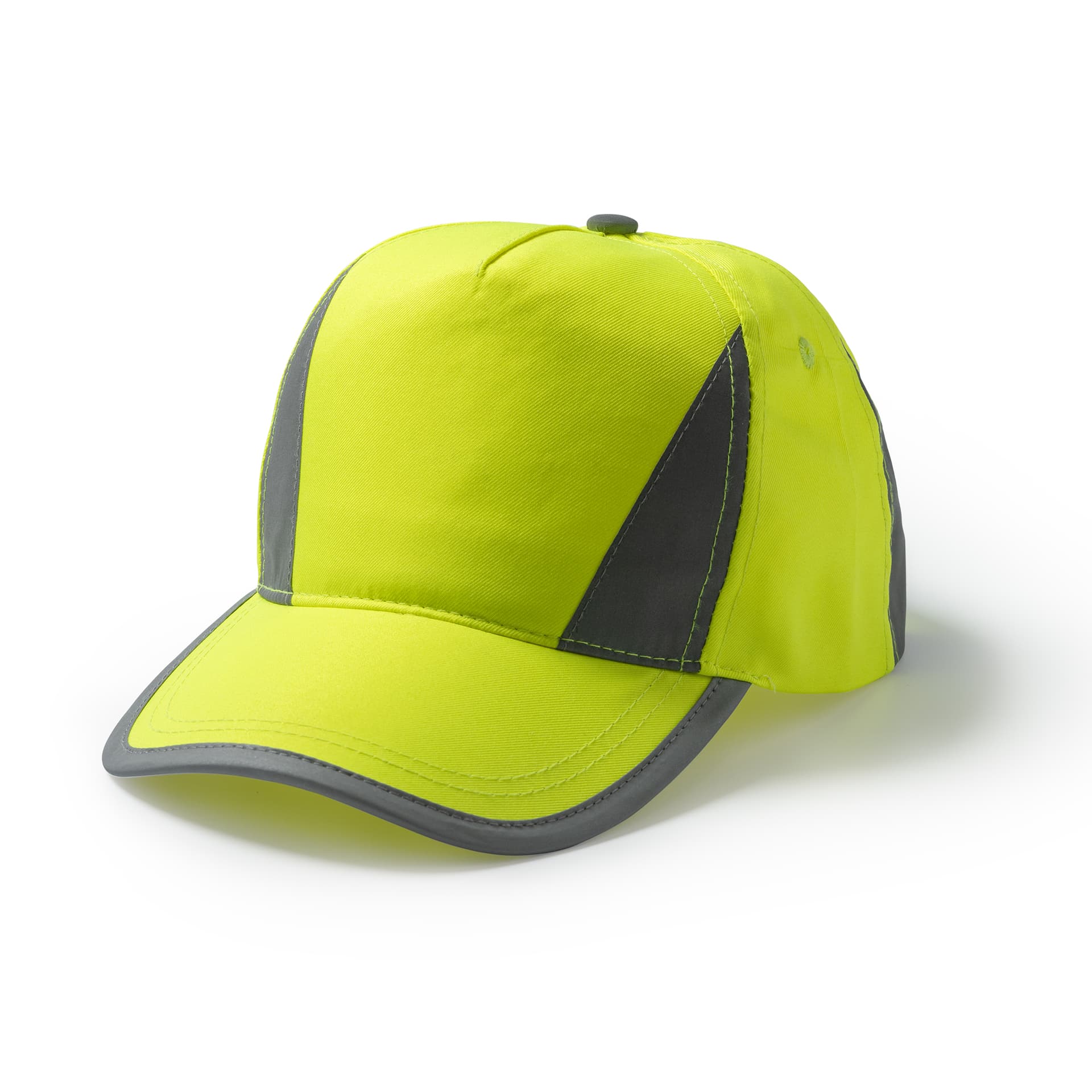 Gorra de 5 paneles 100% poliéster con detalles reflectantes
