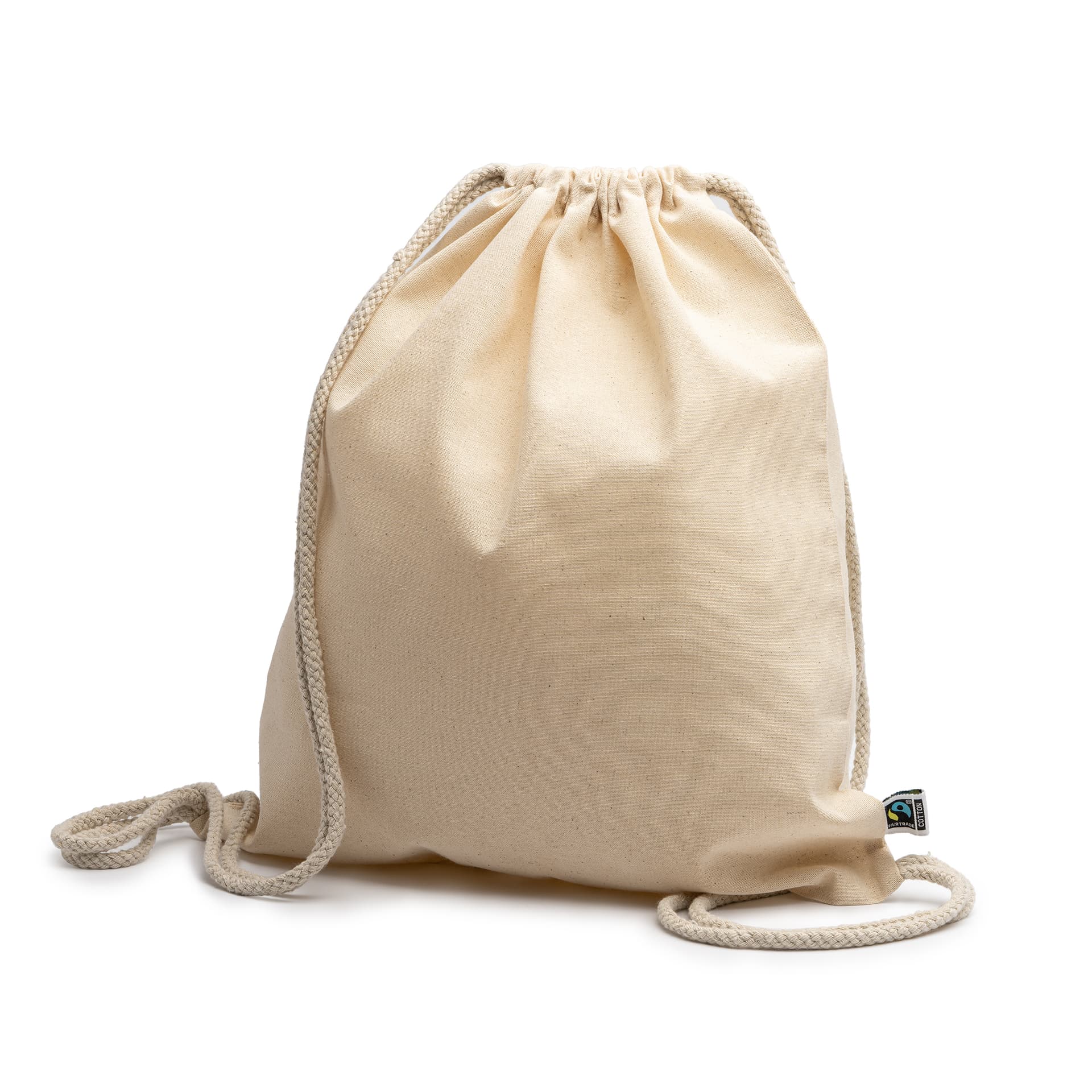 Mochila de cordones 100% algodón Fairtrade personalizable natural