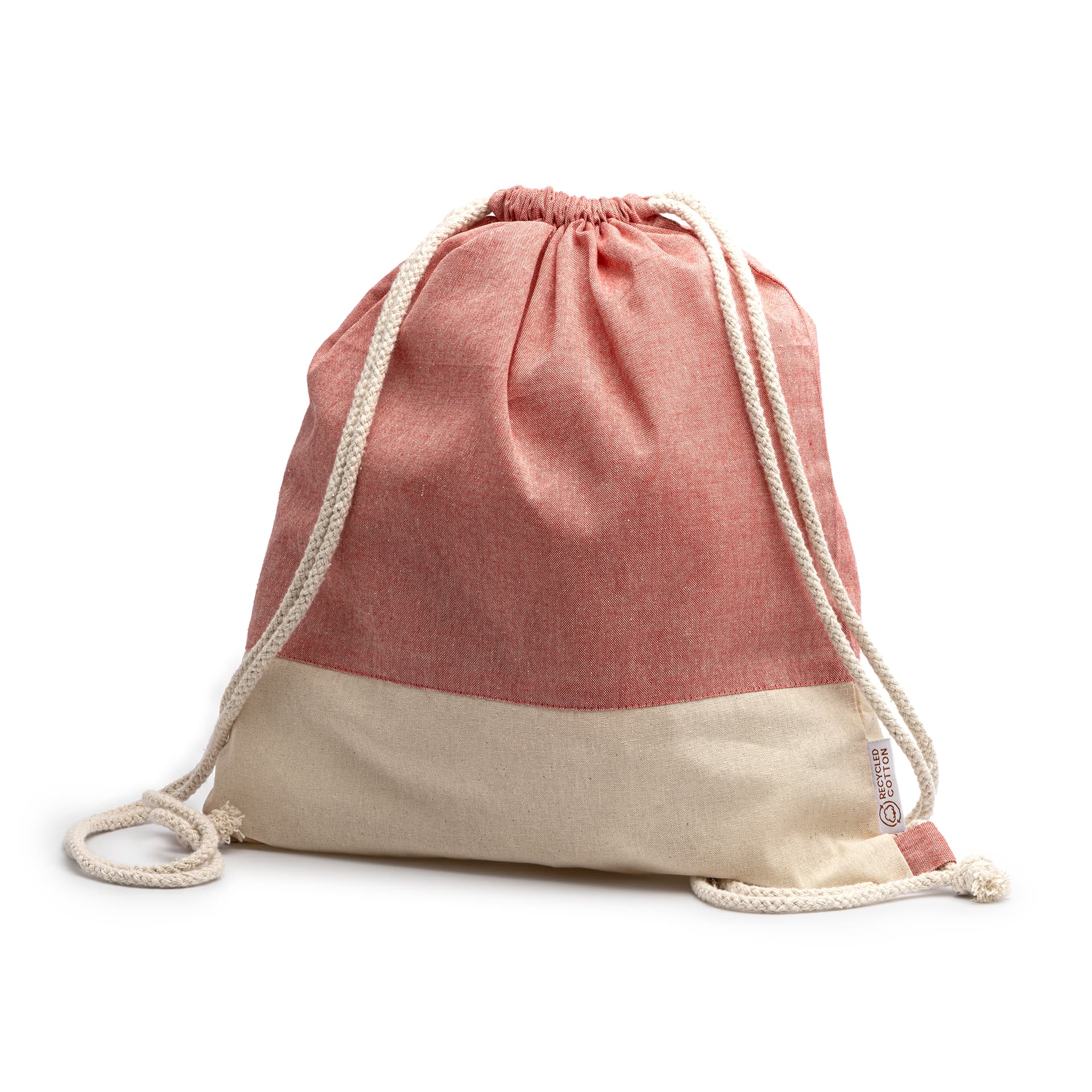 Mochila de cordones ecológica en algodón reciclado jaspeado
