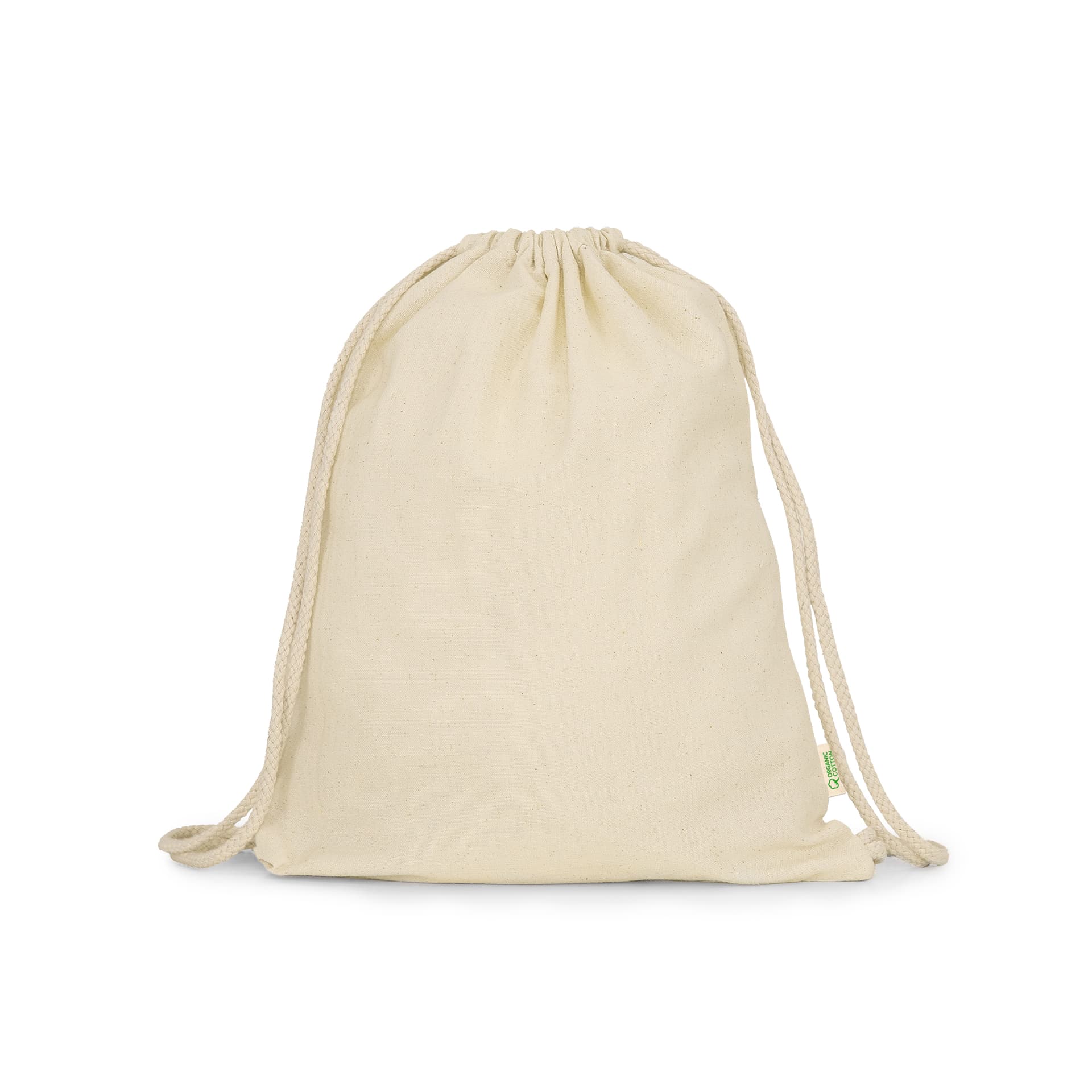 Mochila de cordones de algodón orgánico, ligera y sostenible