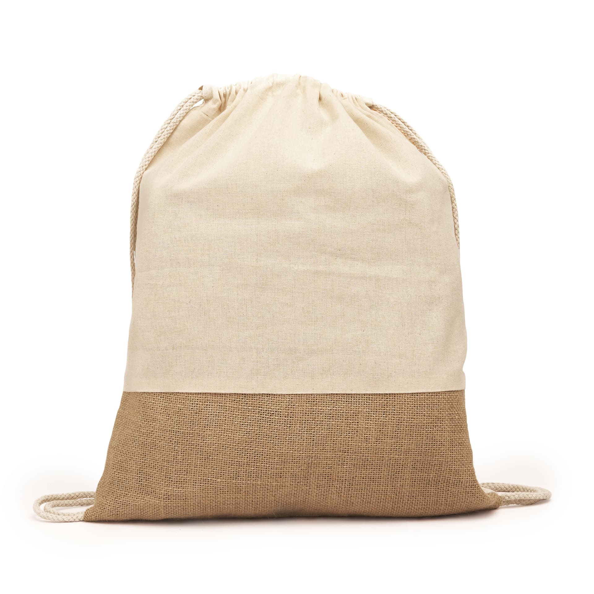 Mochila de cordones ecológica en algodón y yute color natural