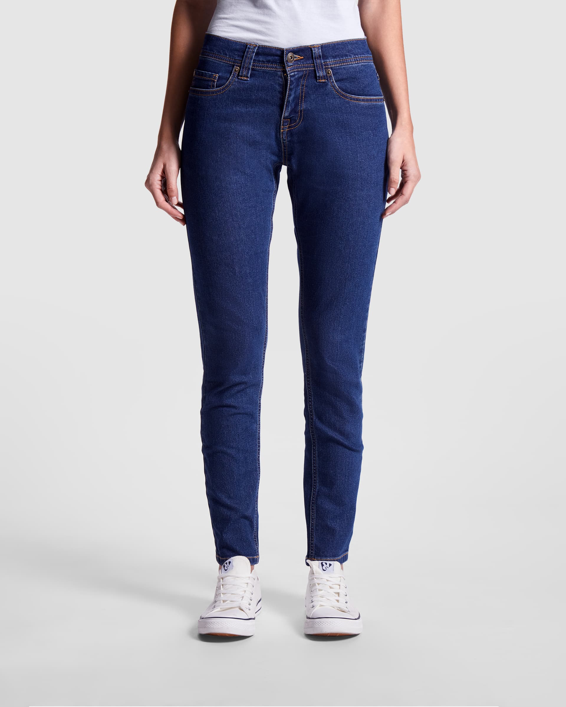 Pantalón vaquero femenino regular fit de algodón elástico