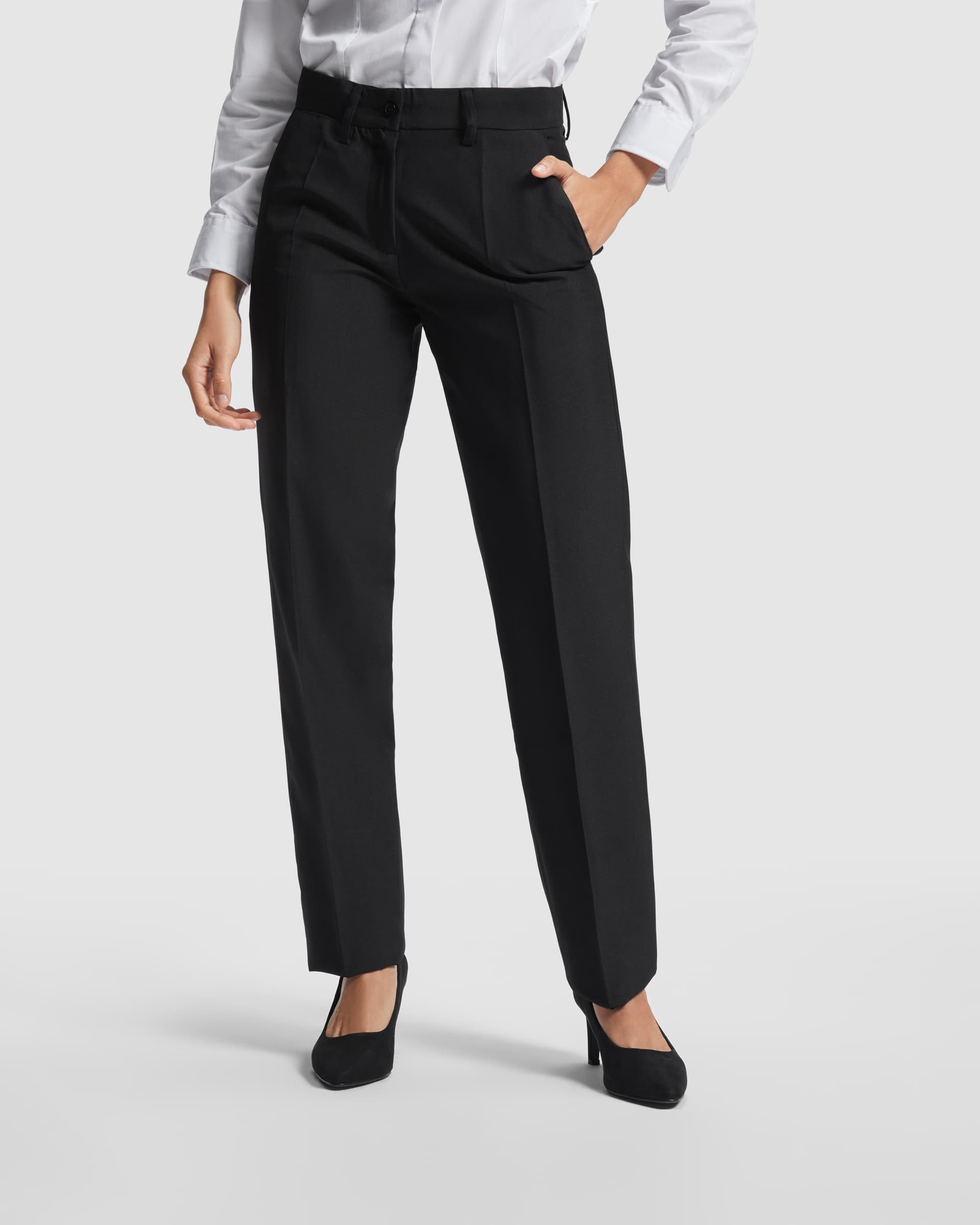 Pantalón largo entallado para mujer en poliéster para trabajo