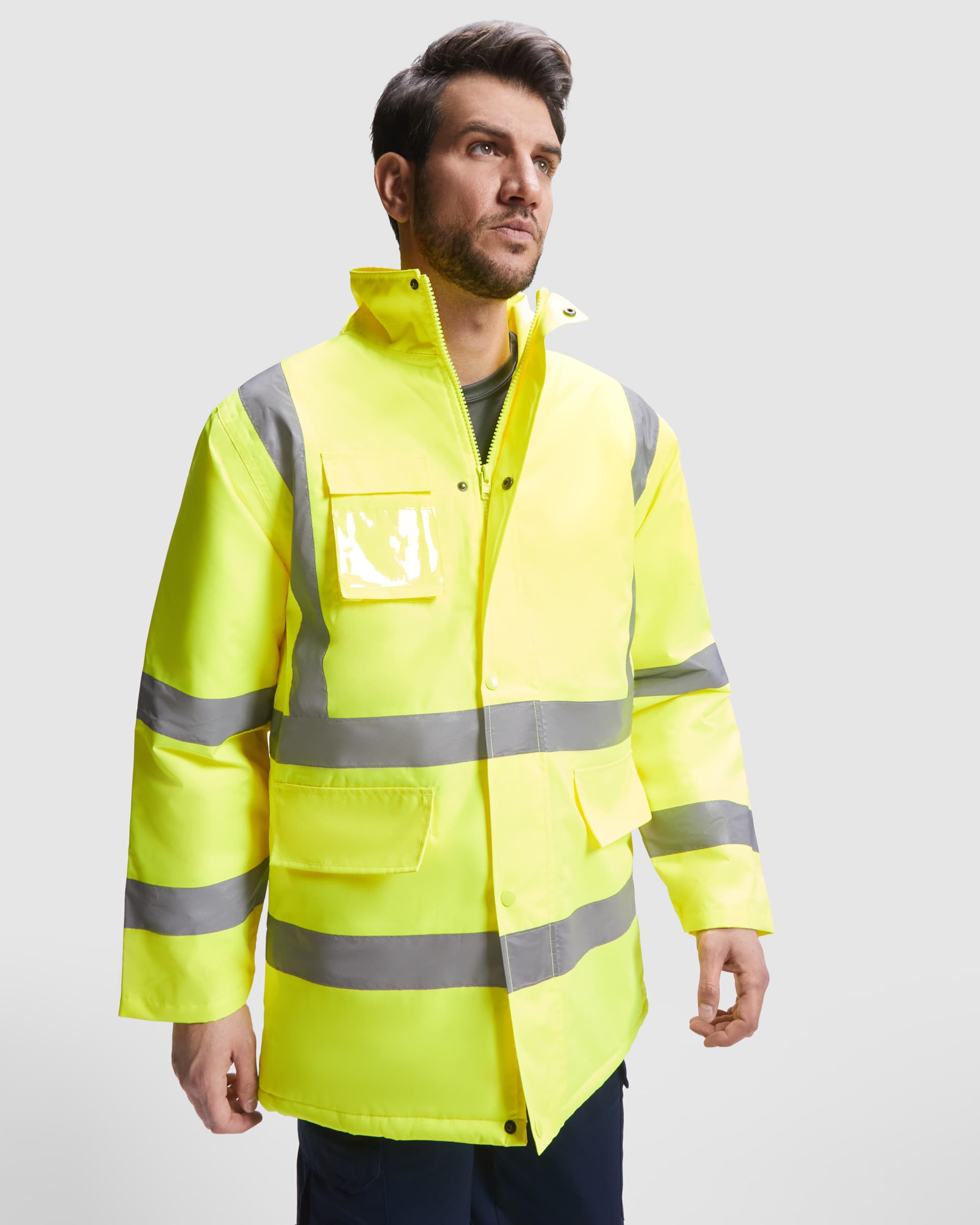 Parka acolchada de alta visibilidad impermeable con reflectantes