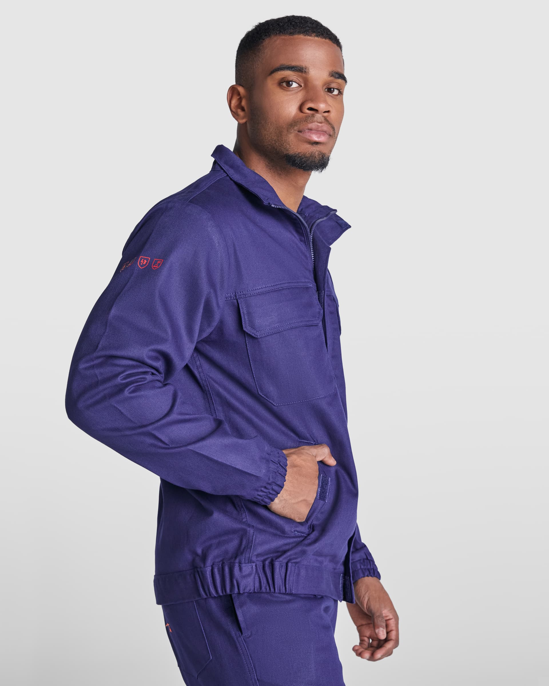 Chaqueta ignífuga de algodón para soldadores y trabajos de alto riesgo