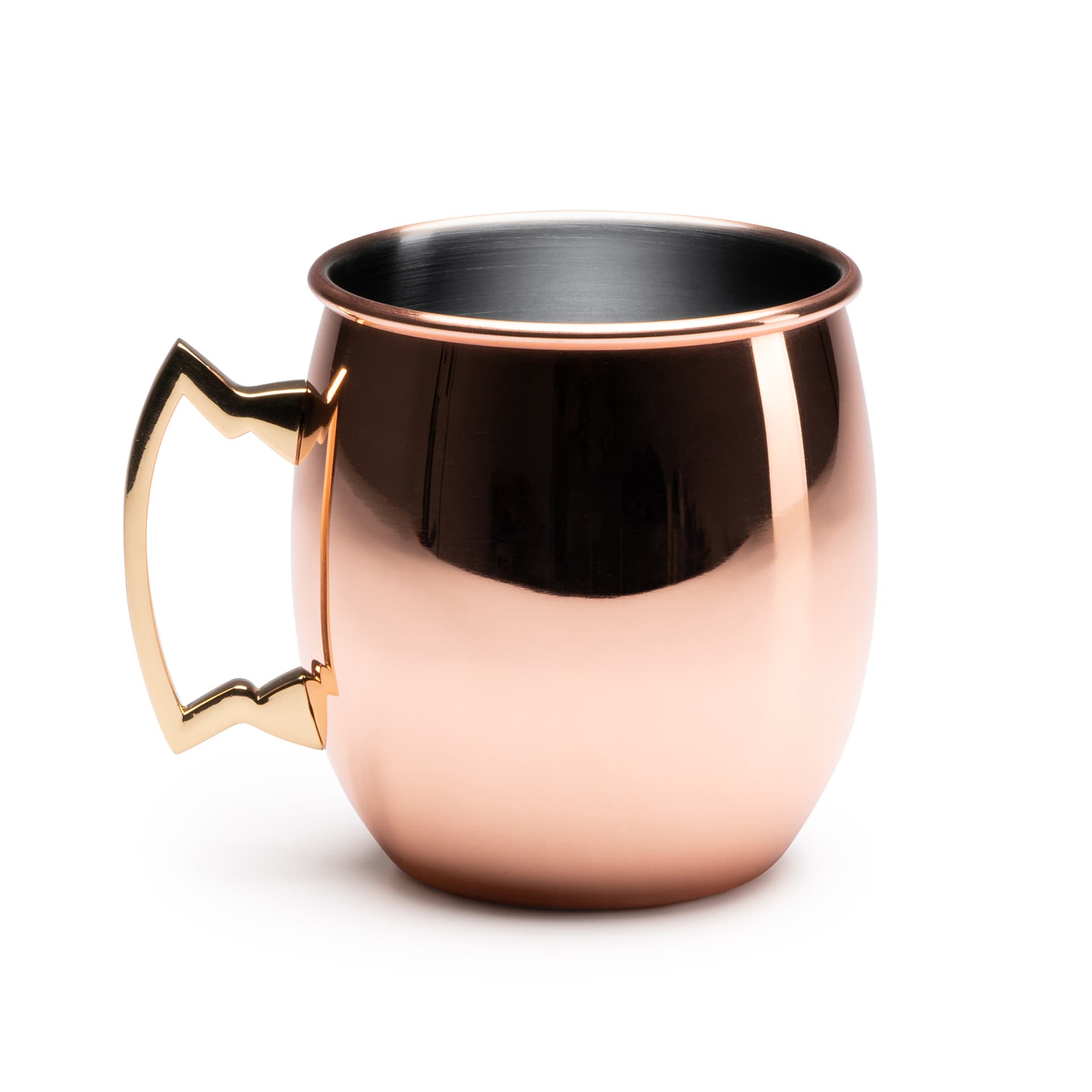 Taza de acero inoxidable con recubrimiento de cobre y asa dorada 500 ml