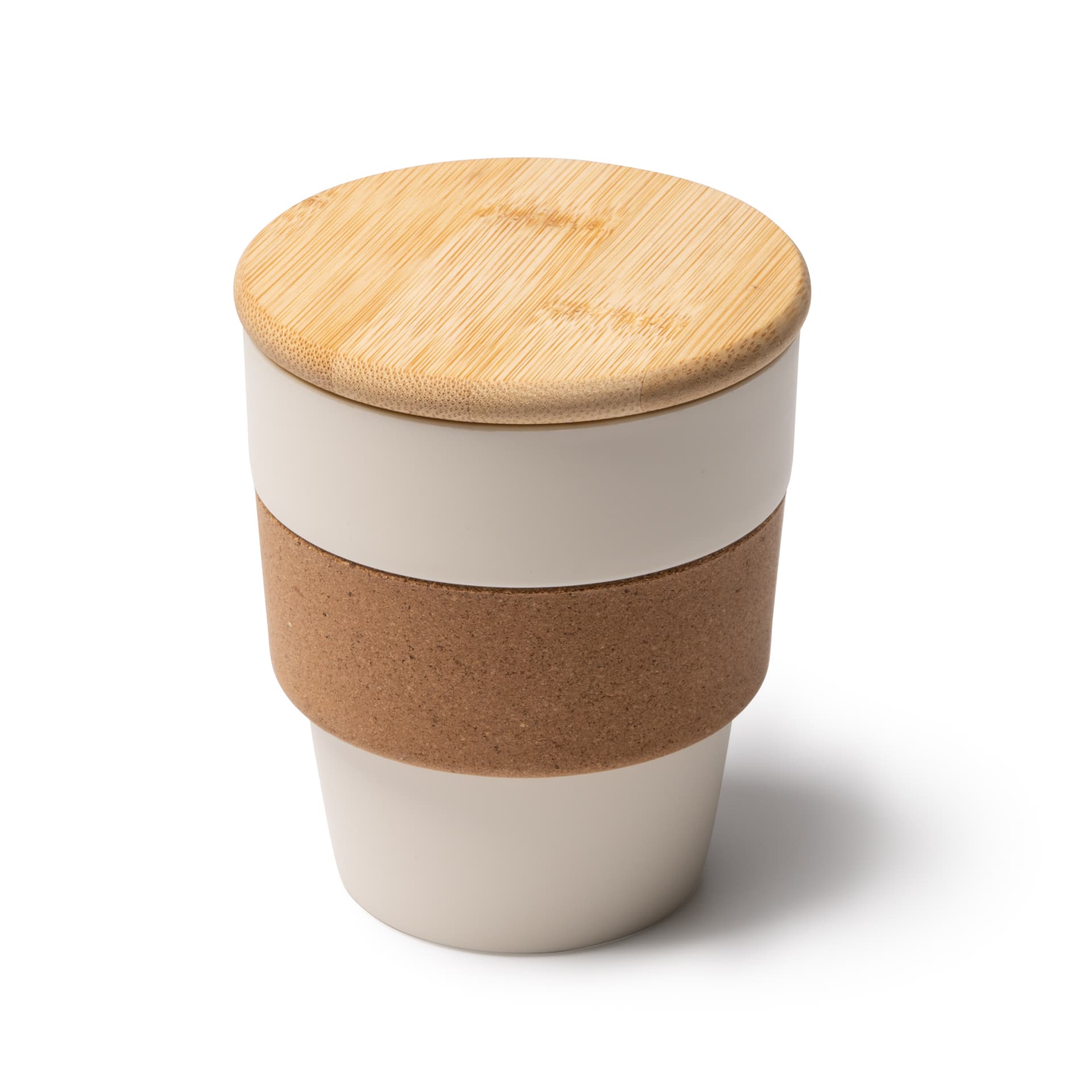 Vaso ecológico de polipropileno reciclado con tapa de bambú