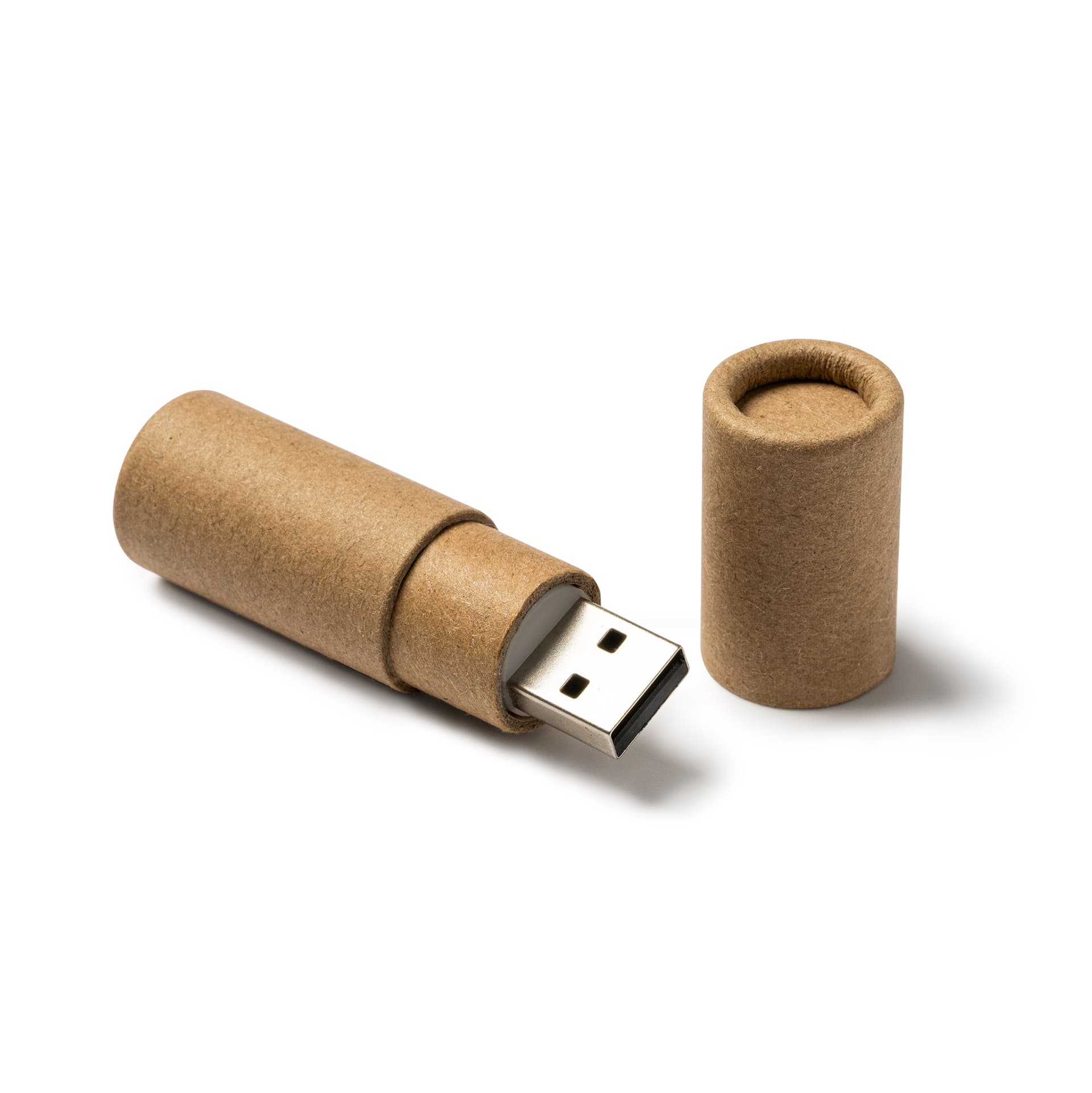 Memoria USB 16 GB en cartón reciclado, diseño cilíndrico ecológico