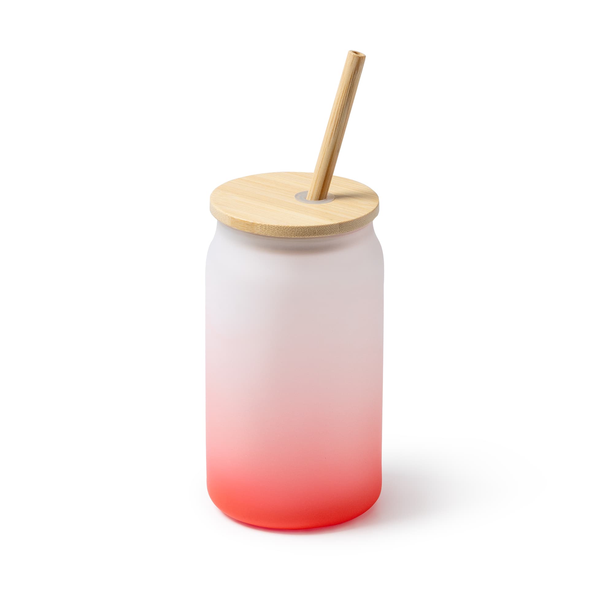 Vaso de cristal borosilicato efecto hielo con tapa y pajita de bambú