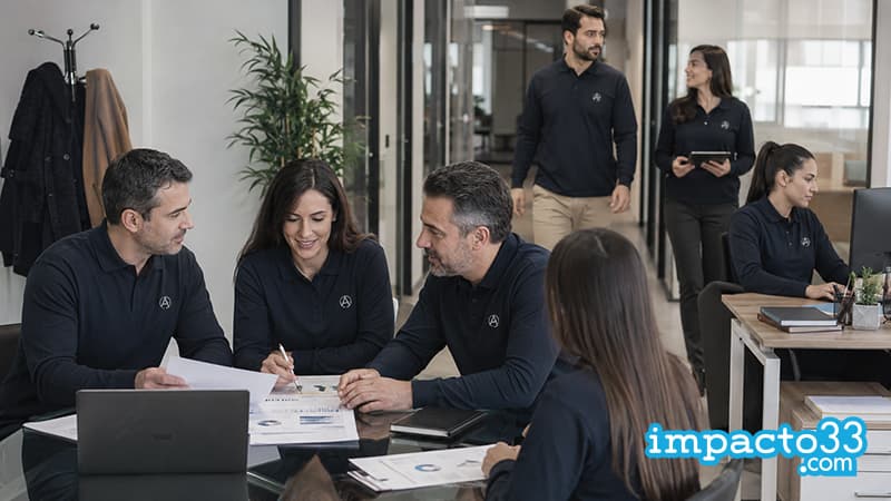 Polo manga larga personalizado permite eliminar chaqueta formal trabajando
